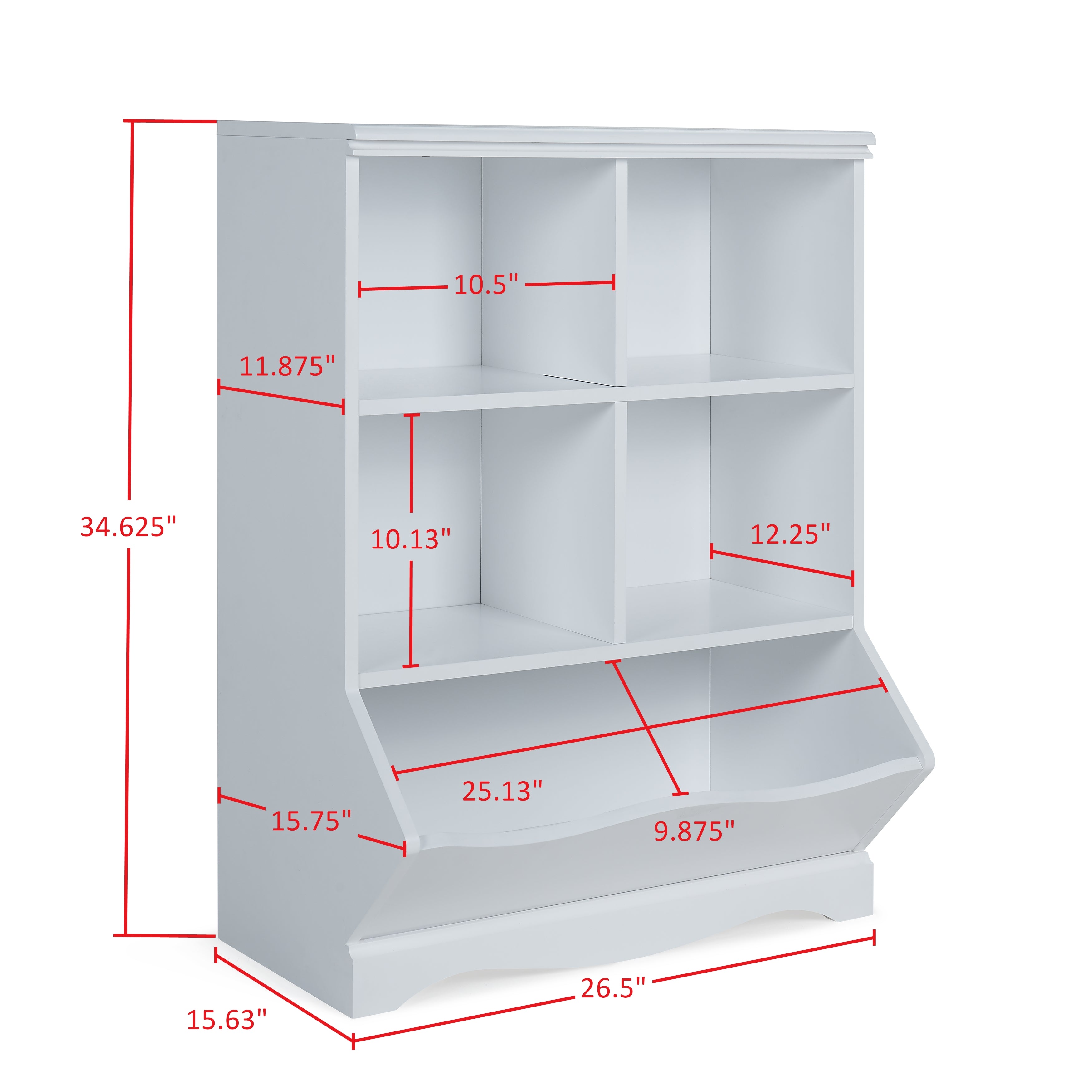 Five-Cubby Open Storage Cabinet
