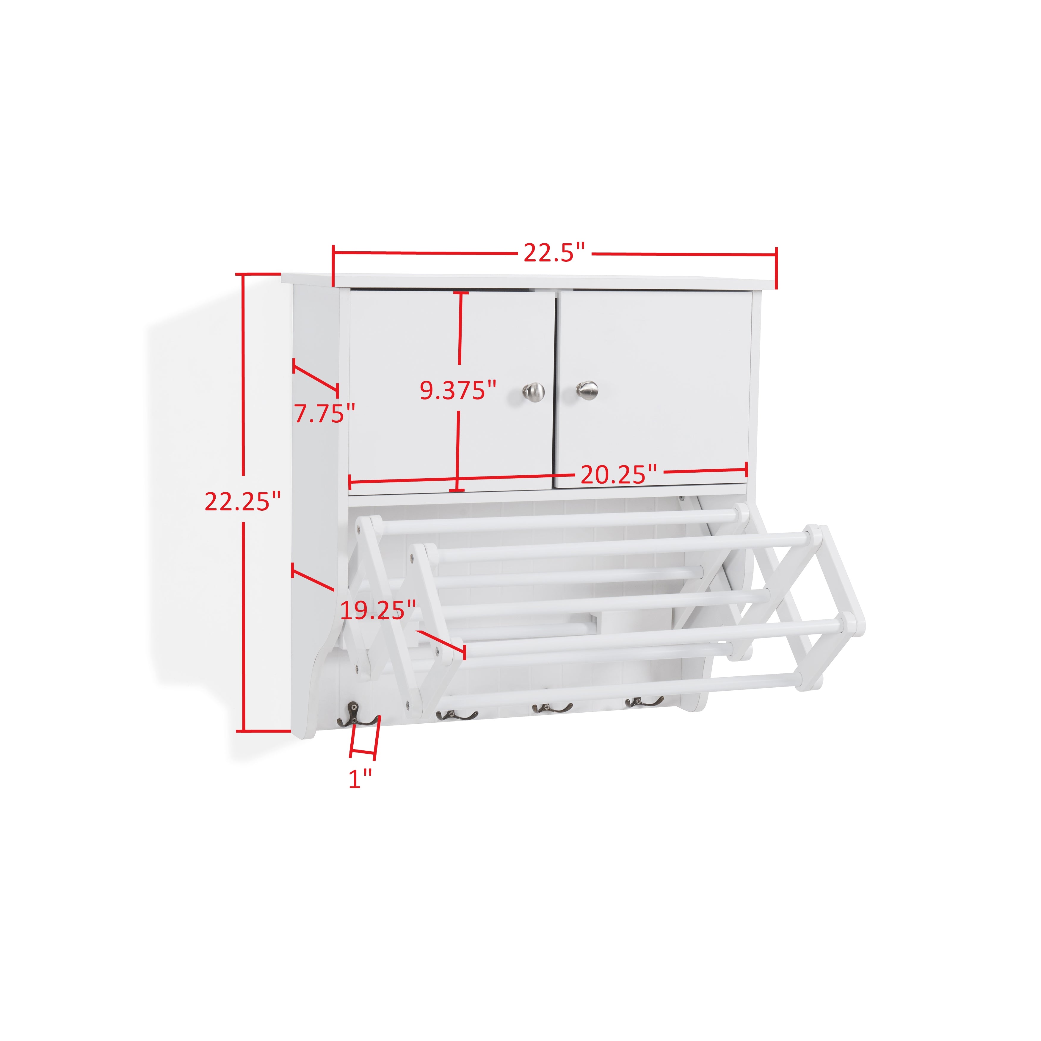 Accordion Expandable / Collapsible Wall Mount Drying Rack with Cabinet