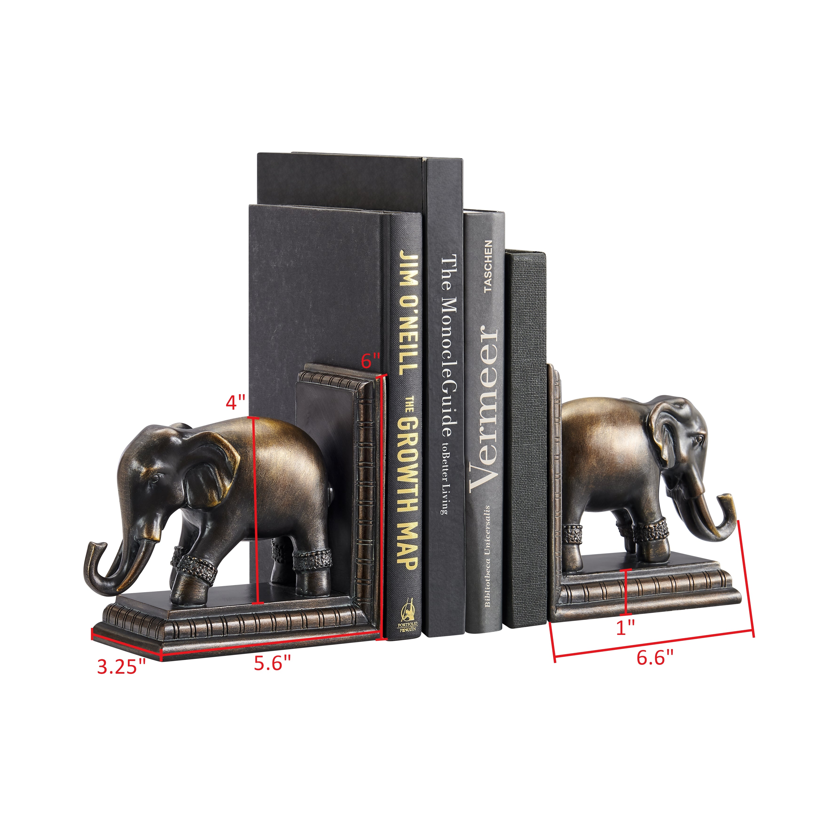 Danya B. Ornate Elephants Polyresin Bronze Patina Finish Bookend Set of 2