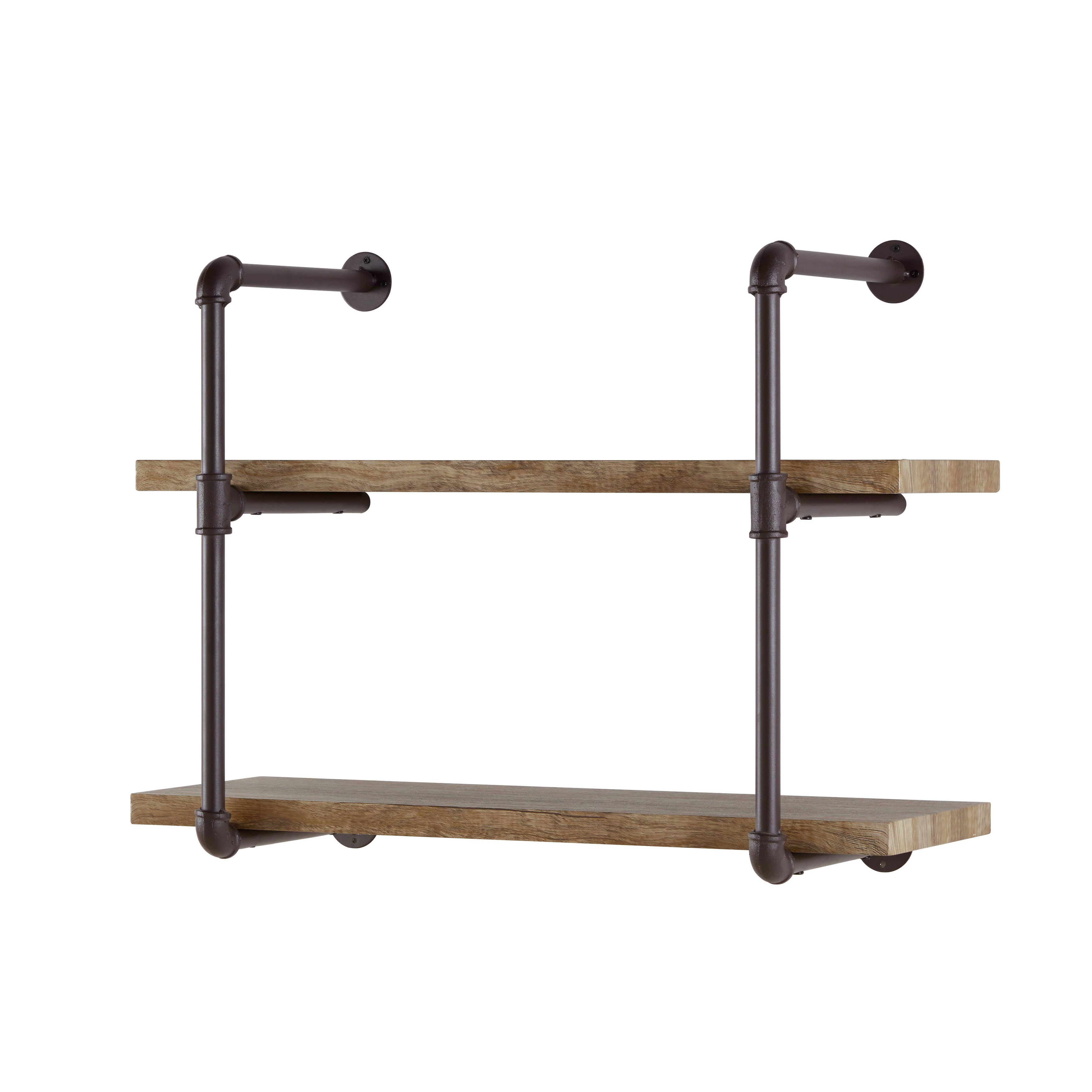 Two Tier Industrial Pipe Wall Shelf