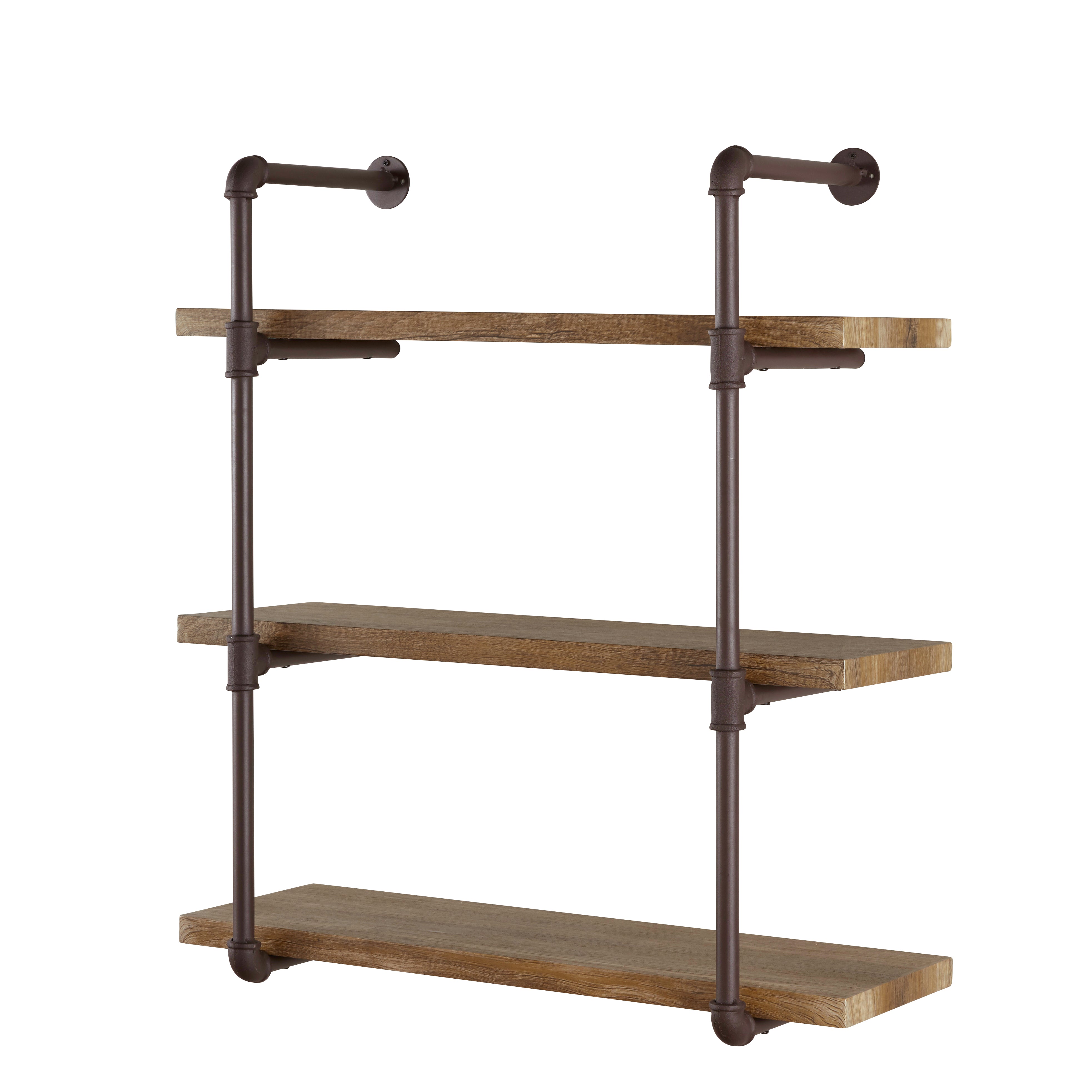 Three Tier Industrial Pipe Wall Shelf