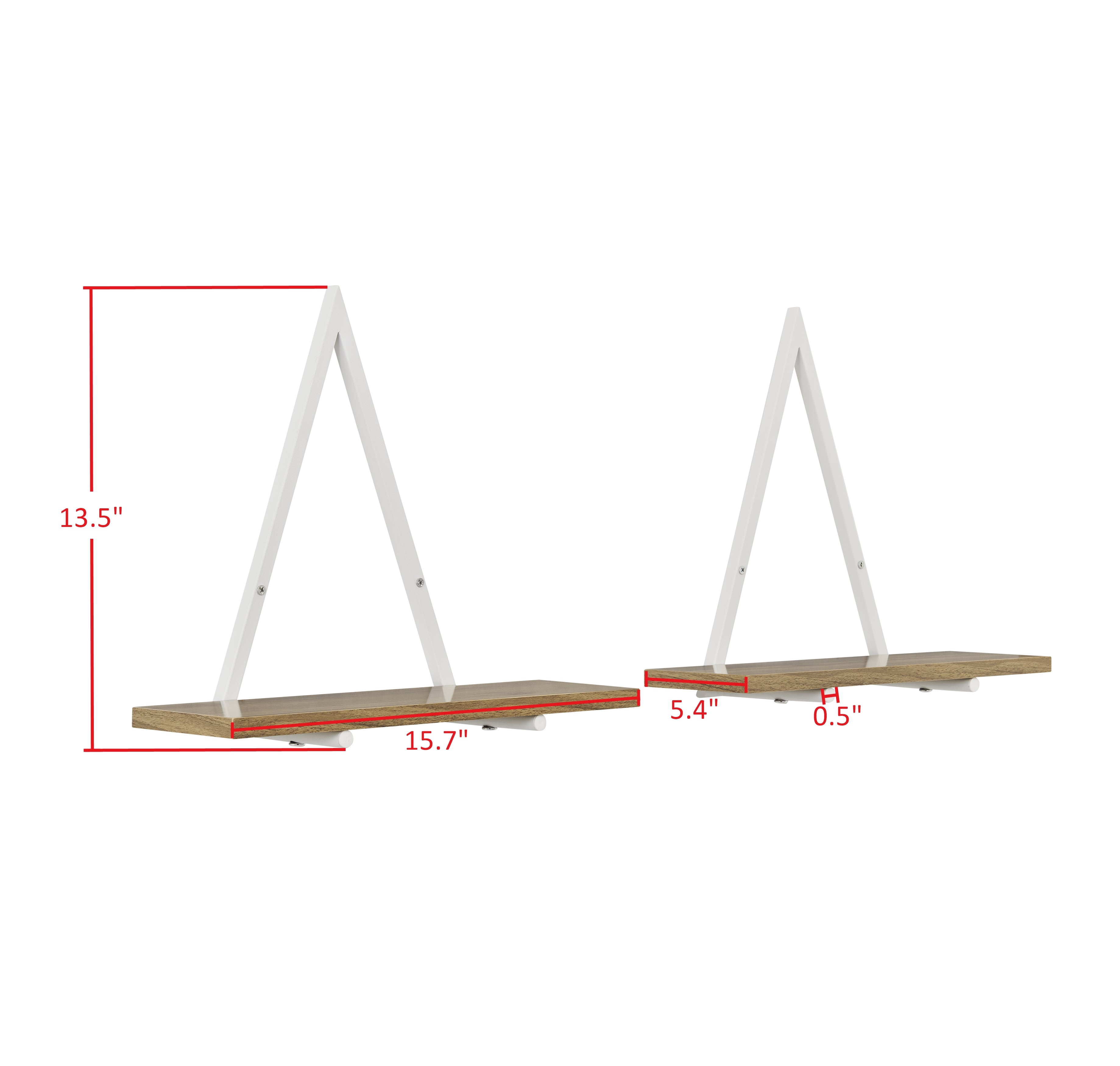 Contemporary Decorative Triangle Accent Metal Frame Wall Shelf - Reversible Configuration