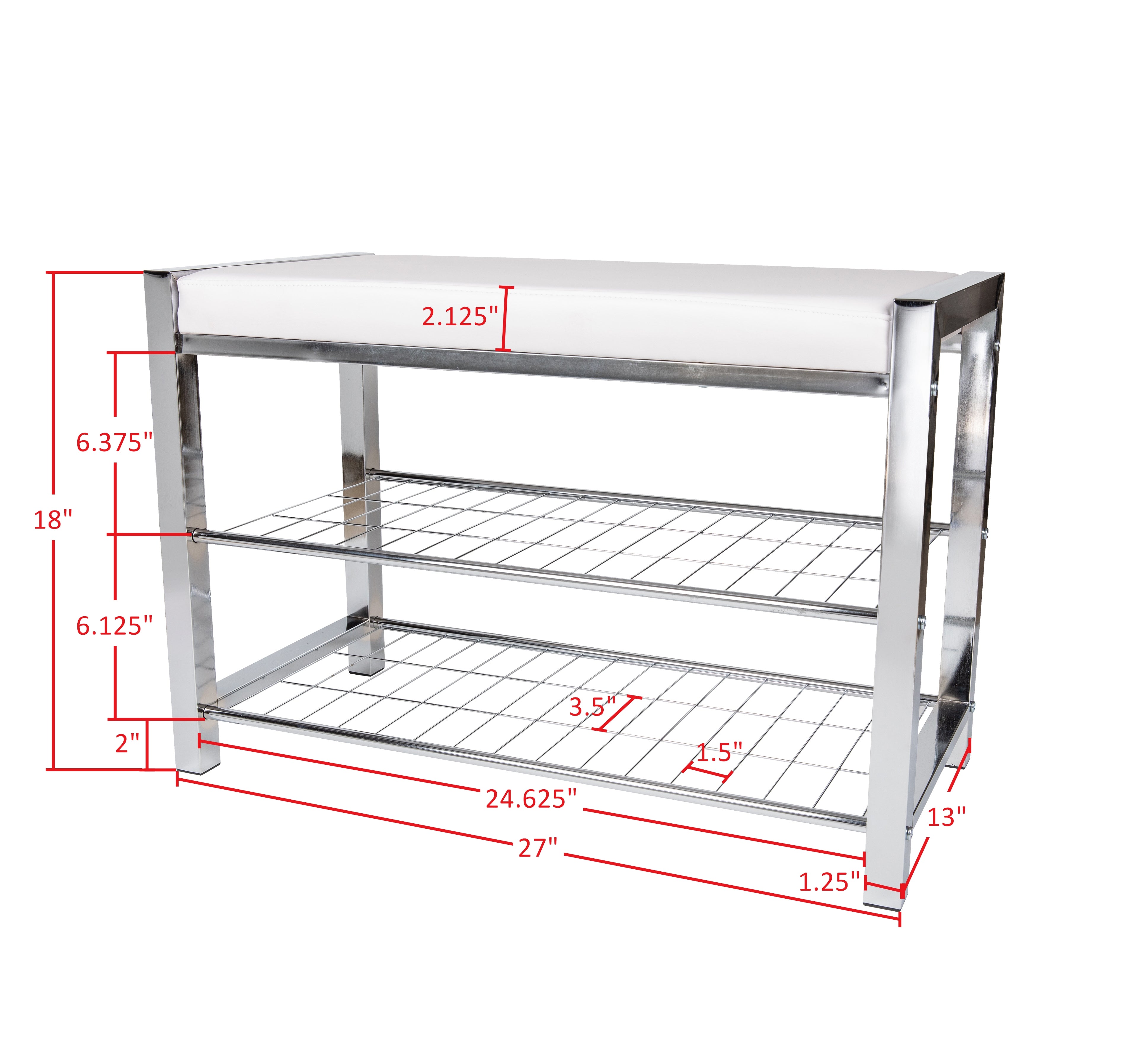 Leatherette Storage Entryway Bench and Shoe Rack with Metal Frame