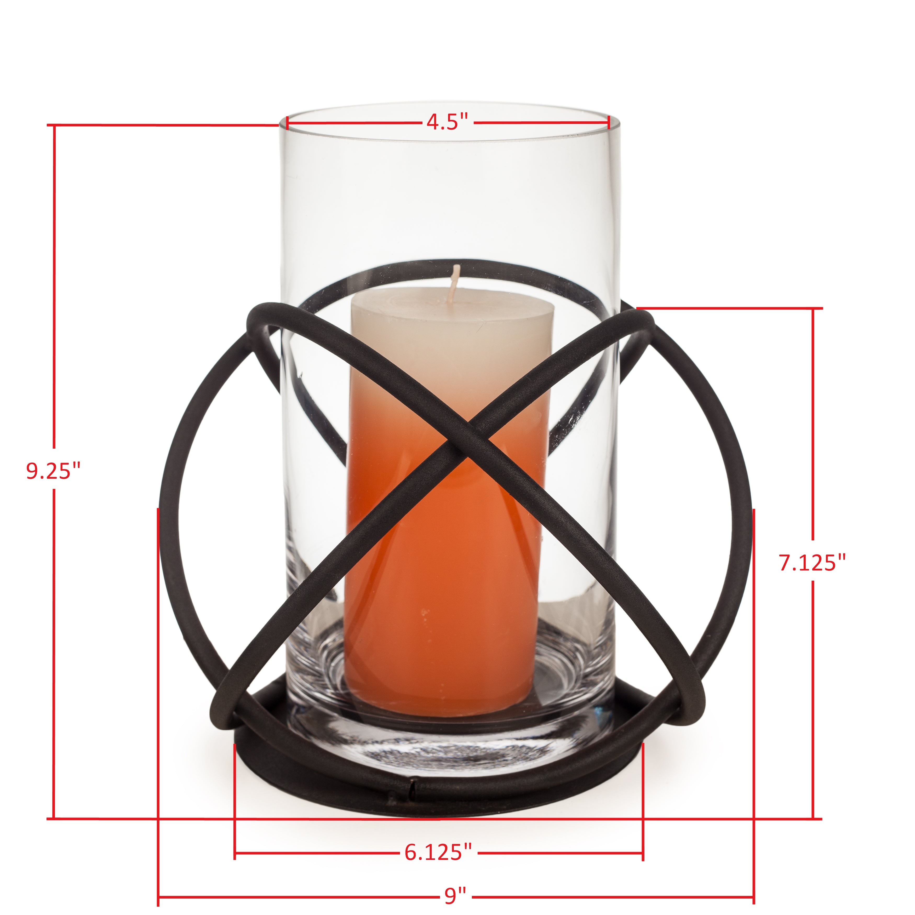 Large Metal and Glass Orbits Hurricane Candleholder