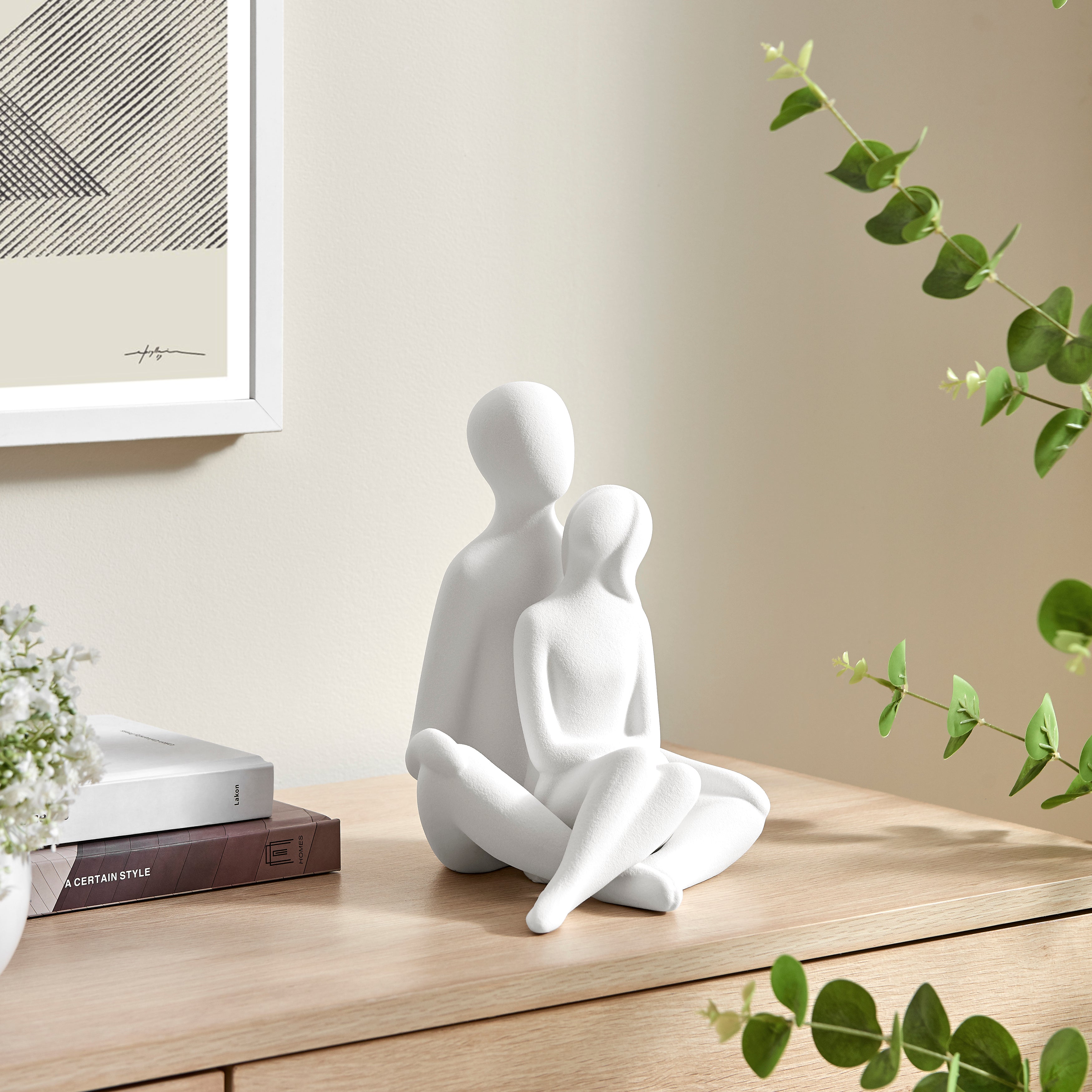 Hans Sitting Couple Ceramic Sculpture Set