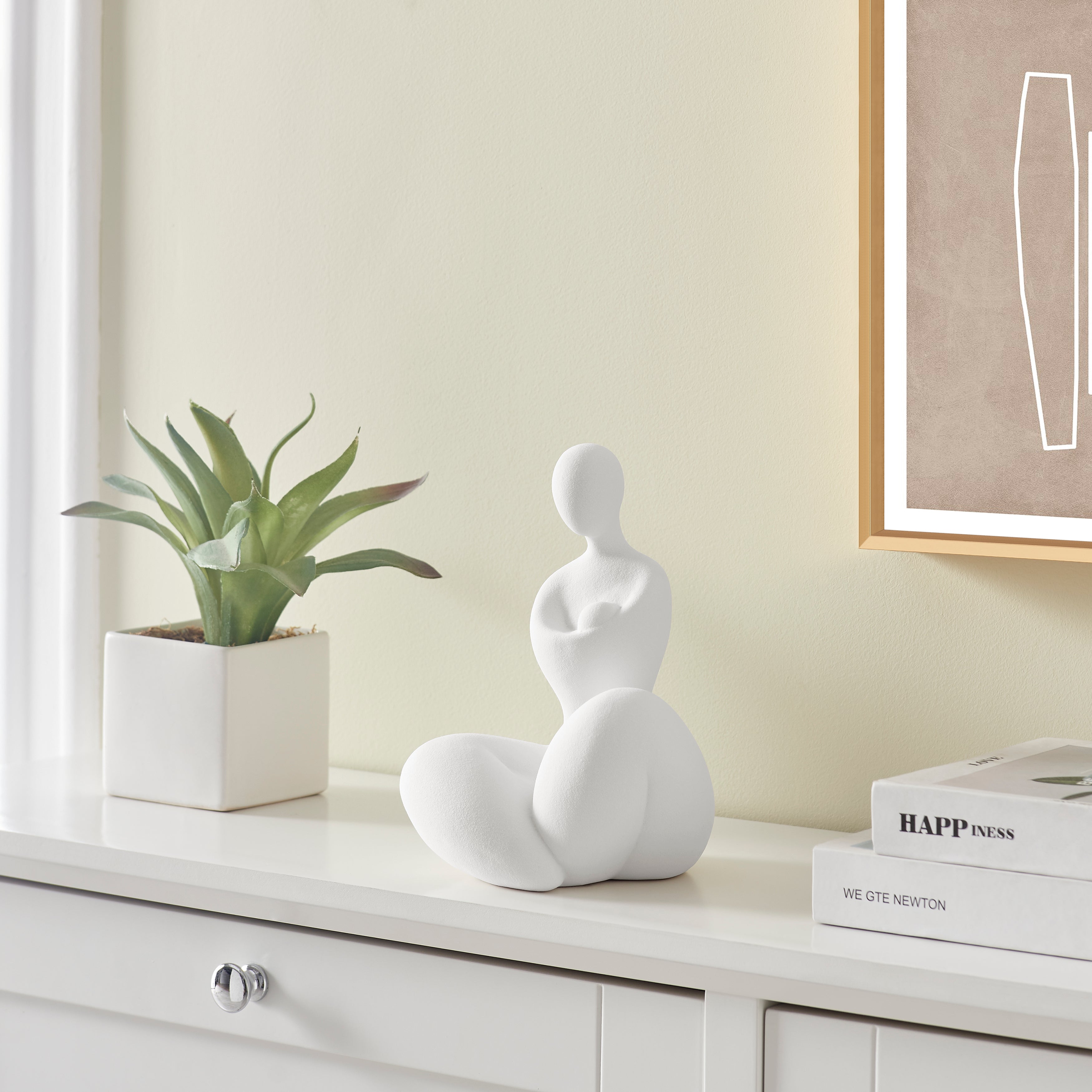 Hans Abstract Mother Embracing Child Ceramic Sculpture