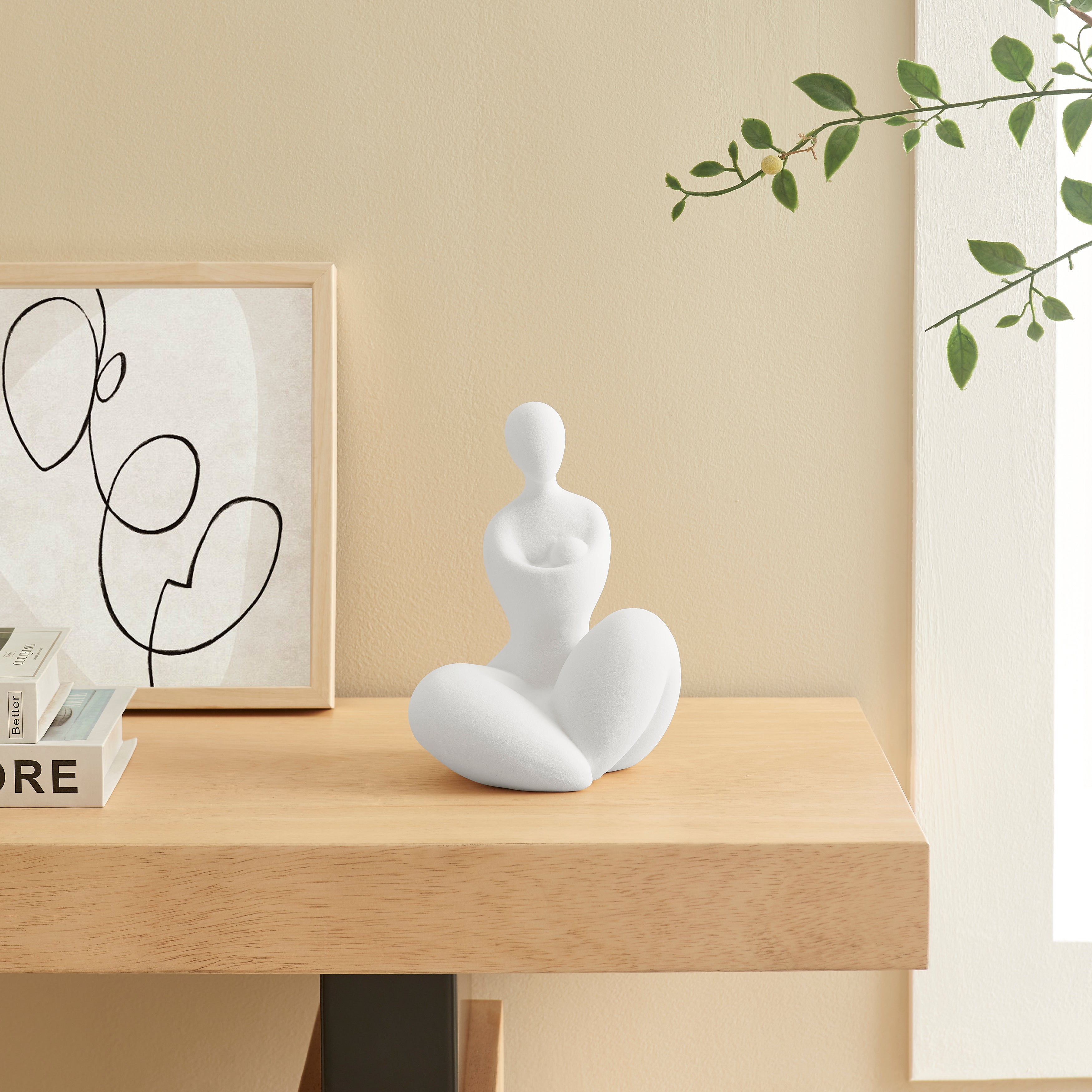 Hans Abstract Mother Embracing Child Ceramic Sculpture