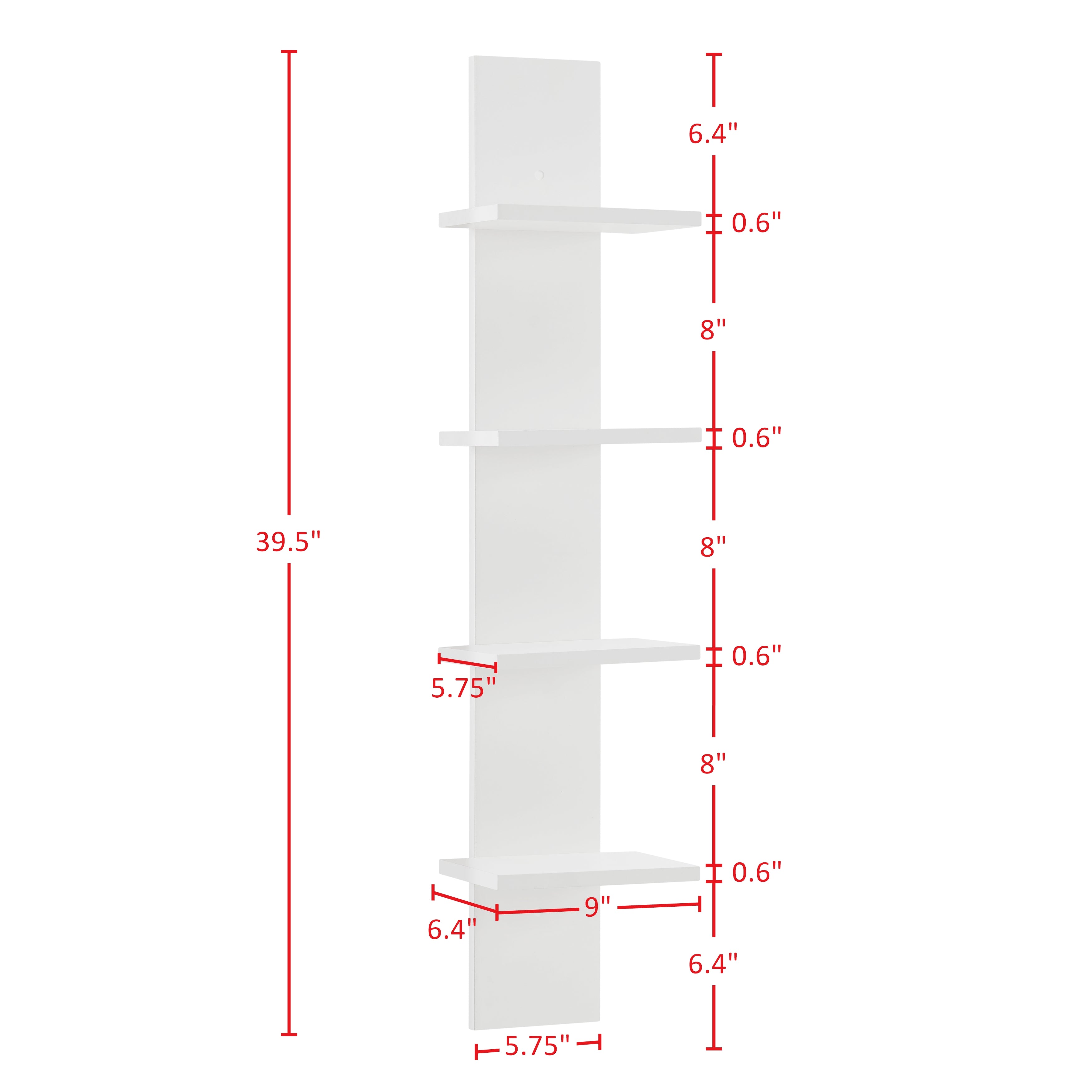 Arica Utility Column 4-Tier Spine Wall Shelves