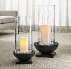 Danya B. Modern Black Metal Bold Pedestal and Glass Votive Candle Holder