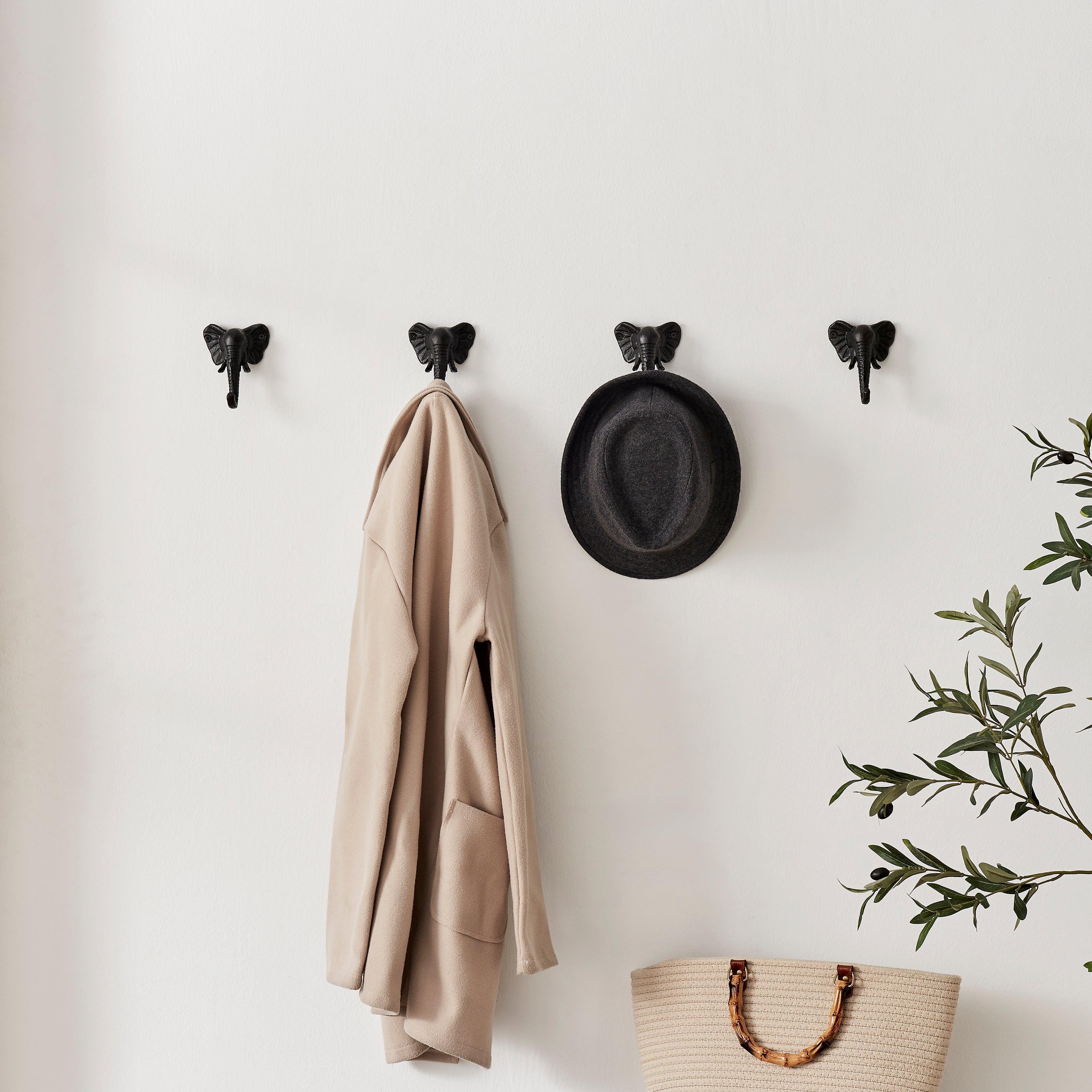 Elephant Trunk Wall Hooks (Set of 4)