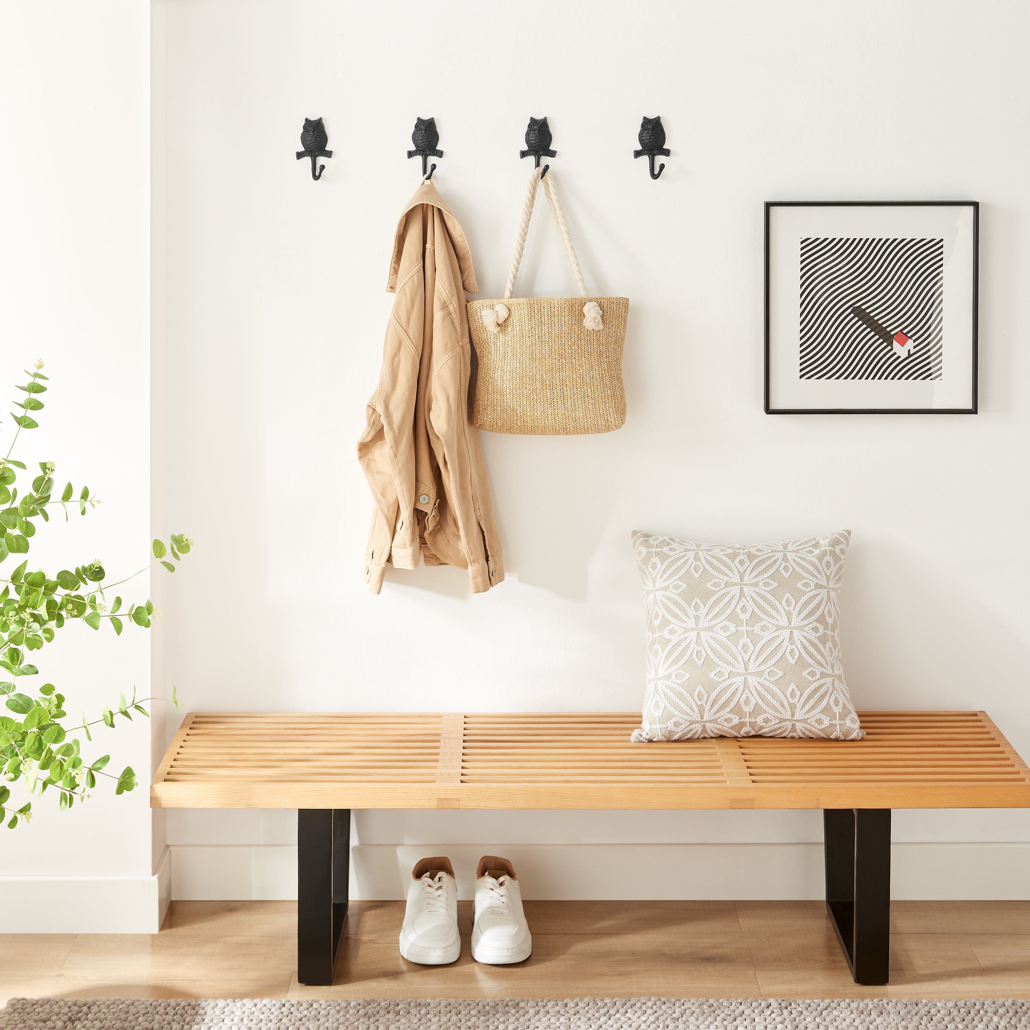 Owl on Branch Wall Hooks (Set of 4)