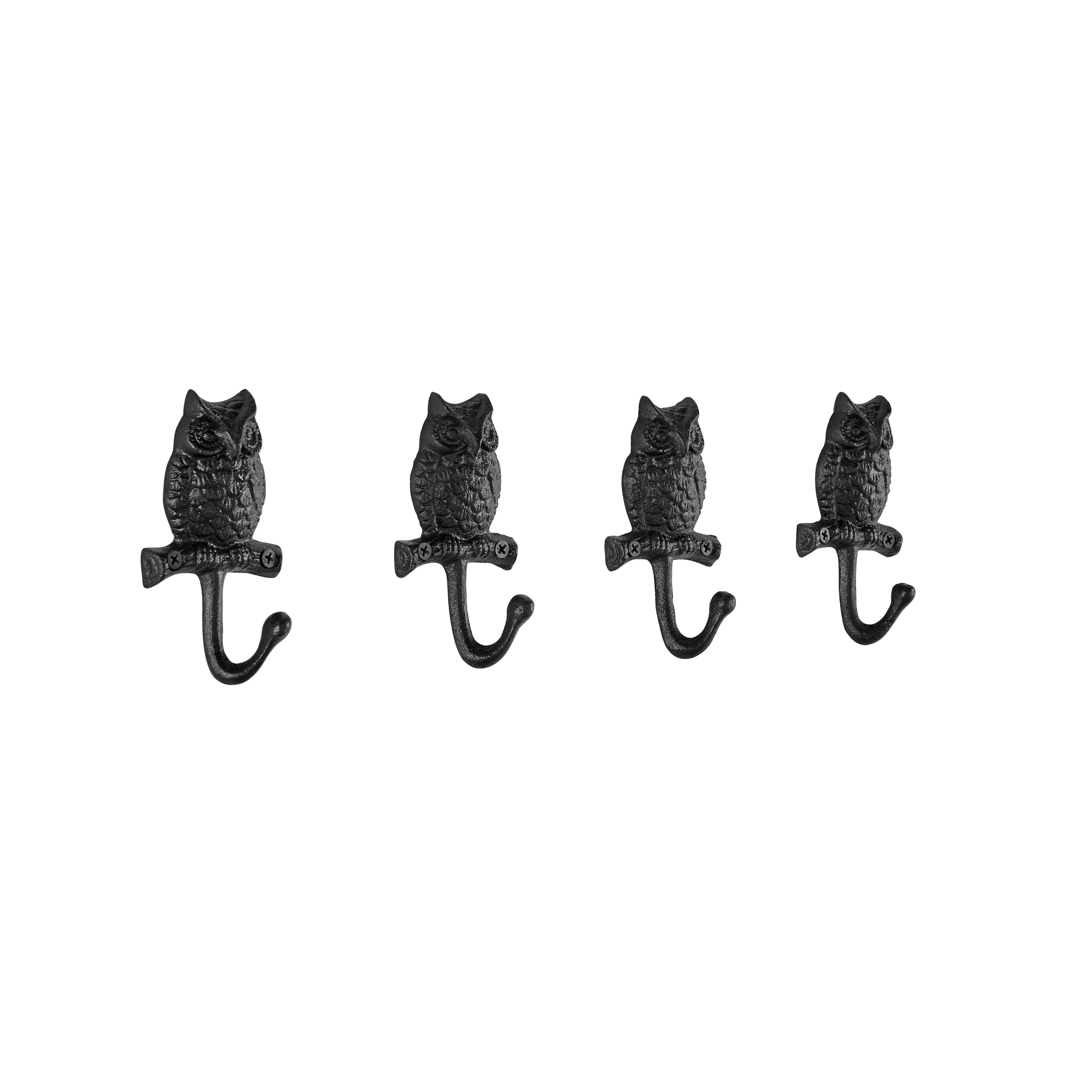 Owl on Branch Wall Hooks (Set of 4)