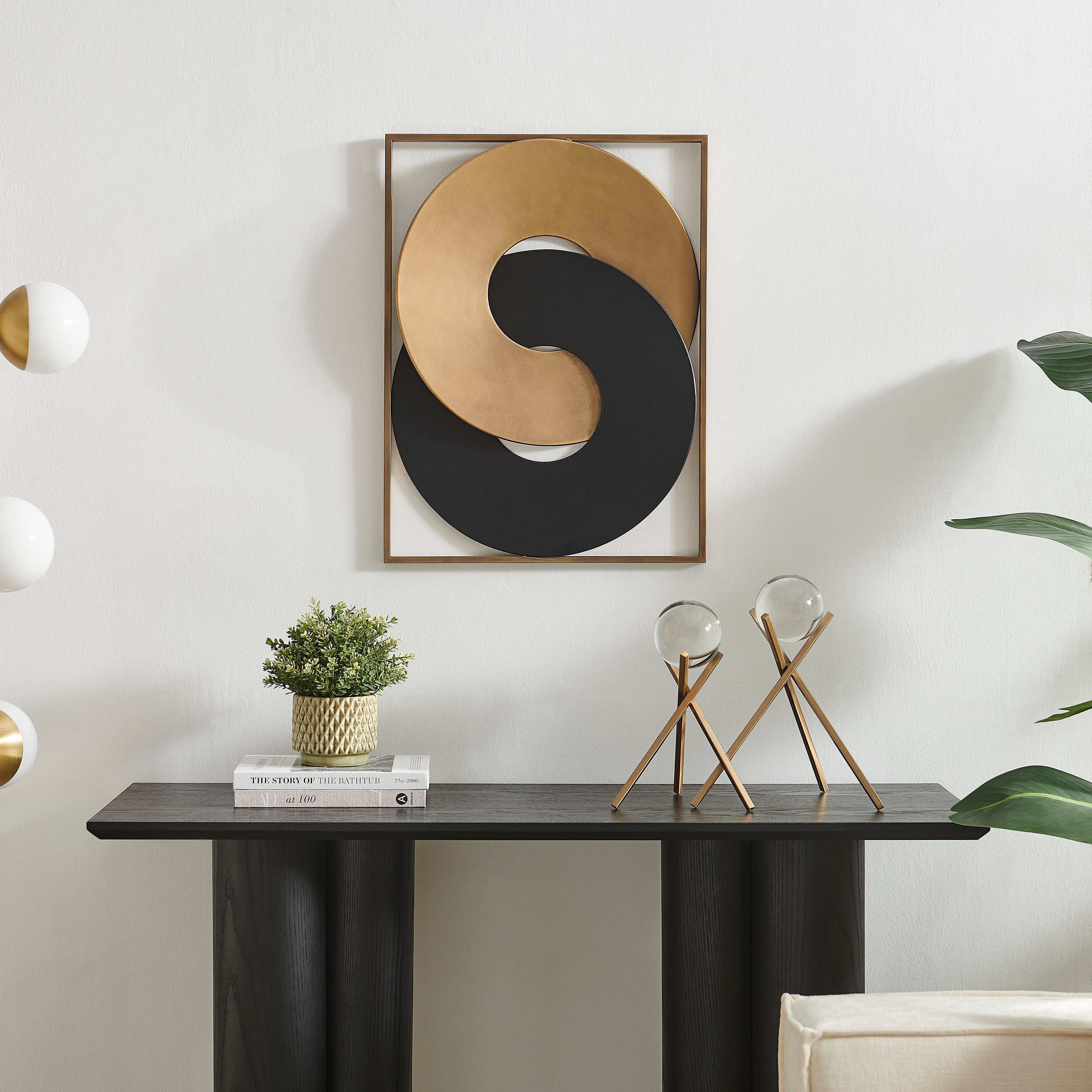 Gold and Black Intersecting Rings Wall Art