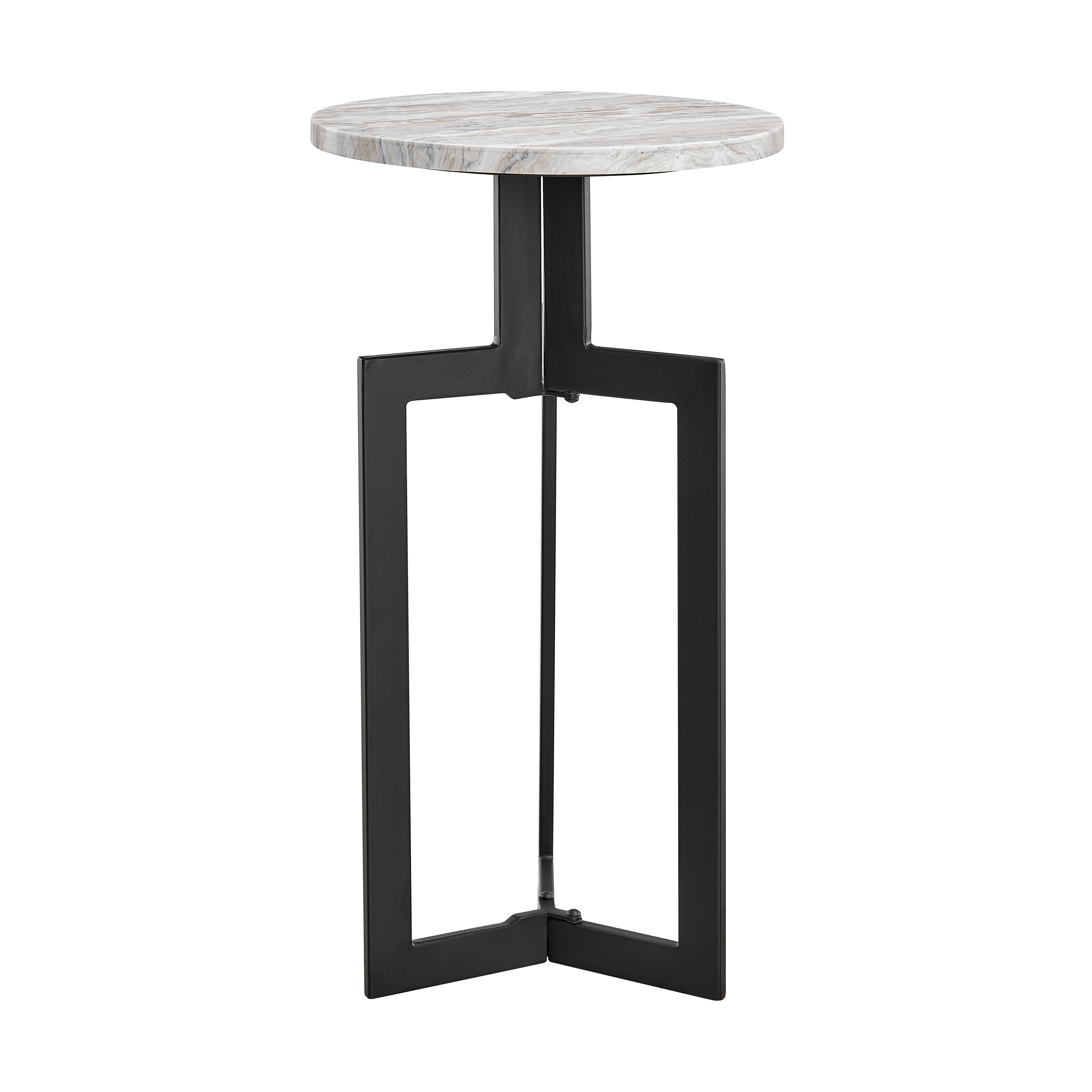 Black Metal & Faux Stone Accent Table