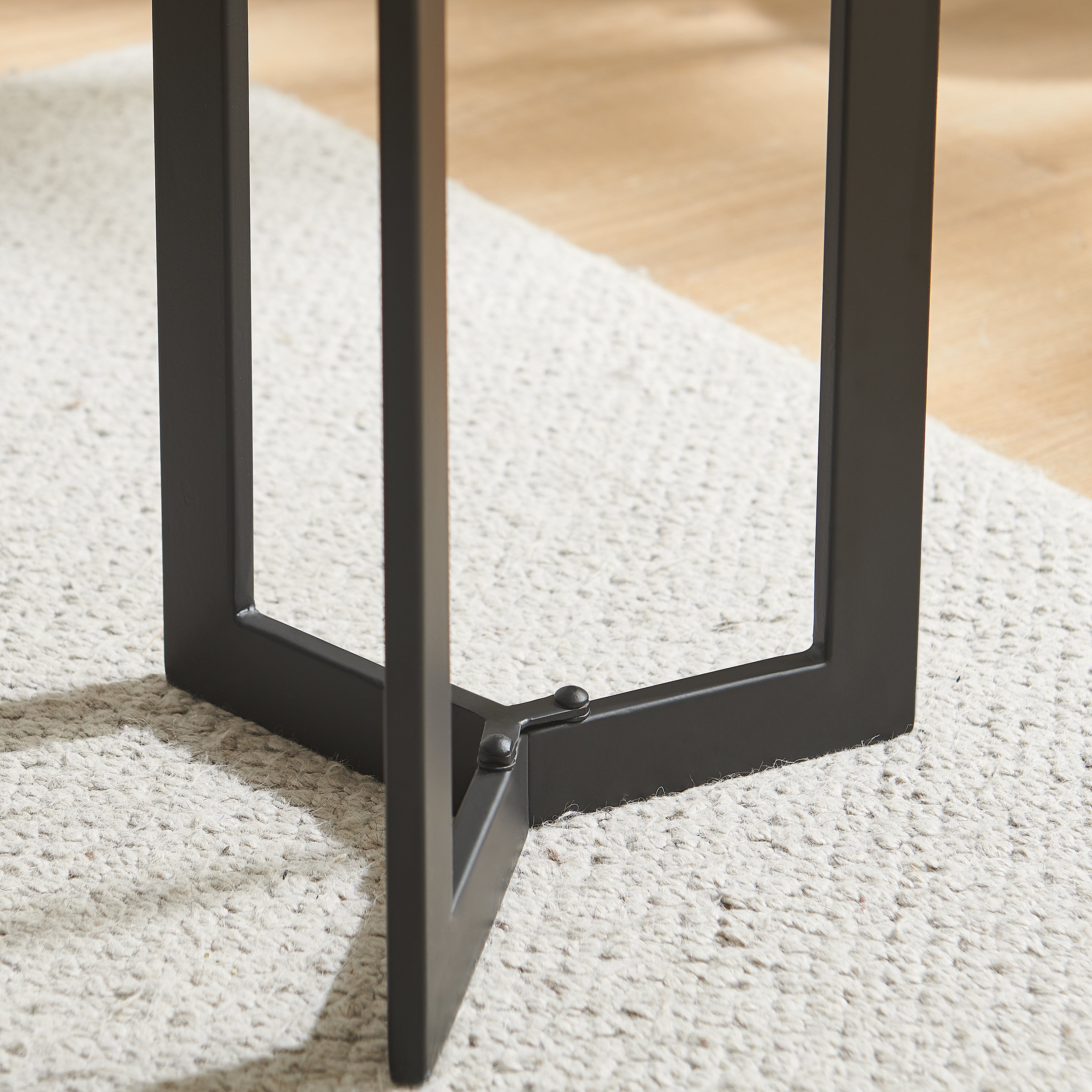 Black Metal & Faux Stone Accent Table