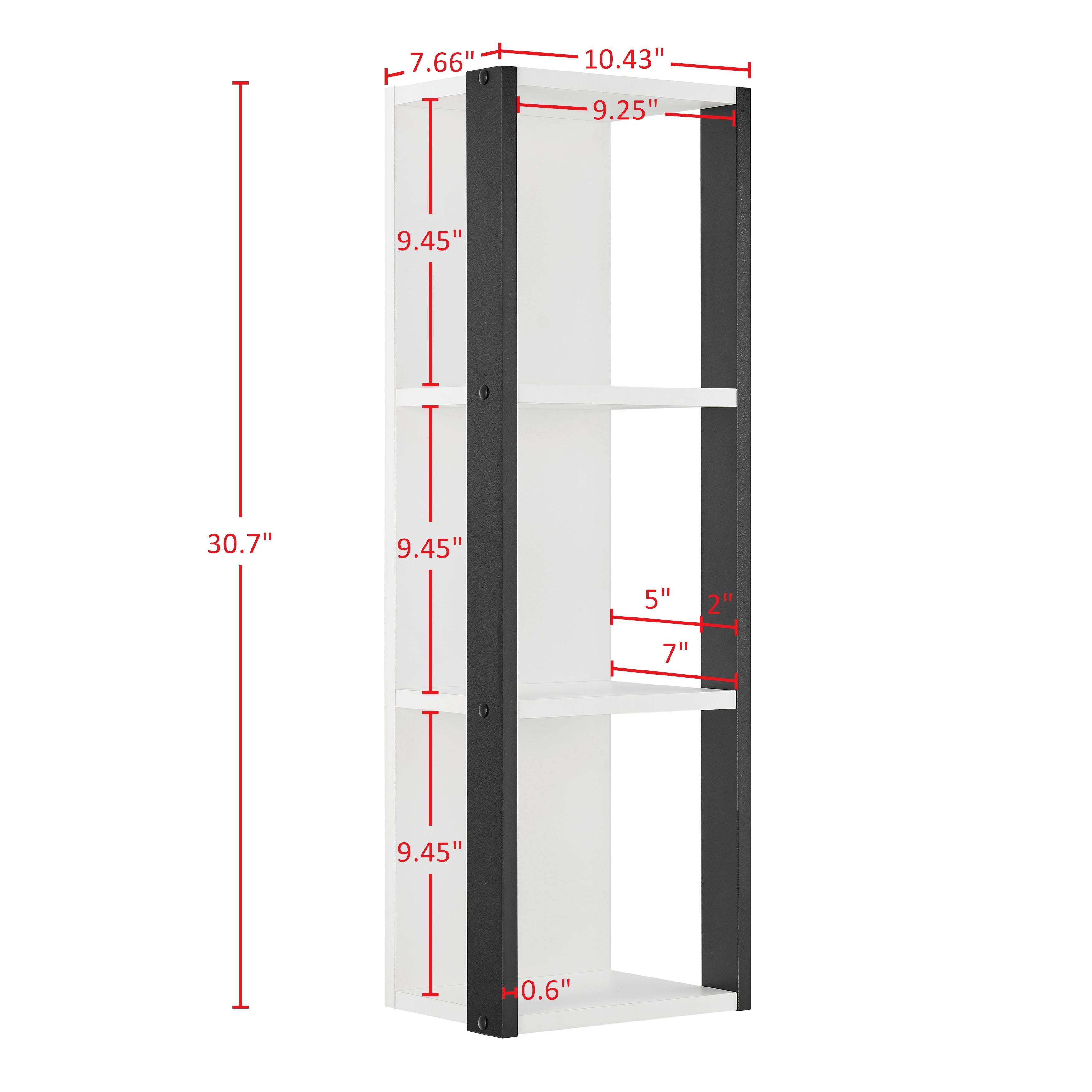 Recife Vertical Three-Tier Modern Shadow Box Cube Display Wall Shelf