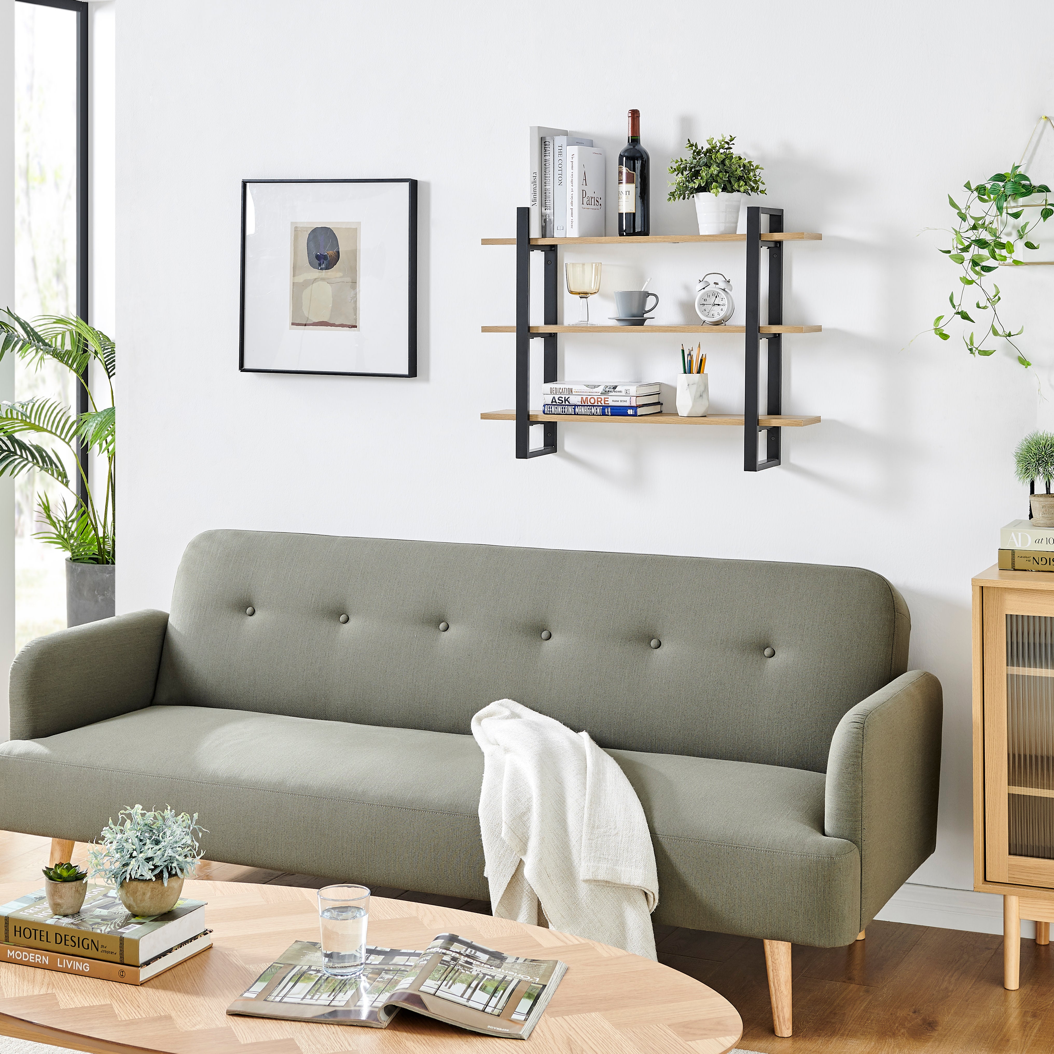 Rio Three Tier Floating Bracket Wall Shelf - Chestnut