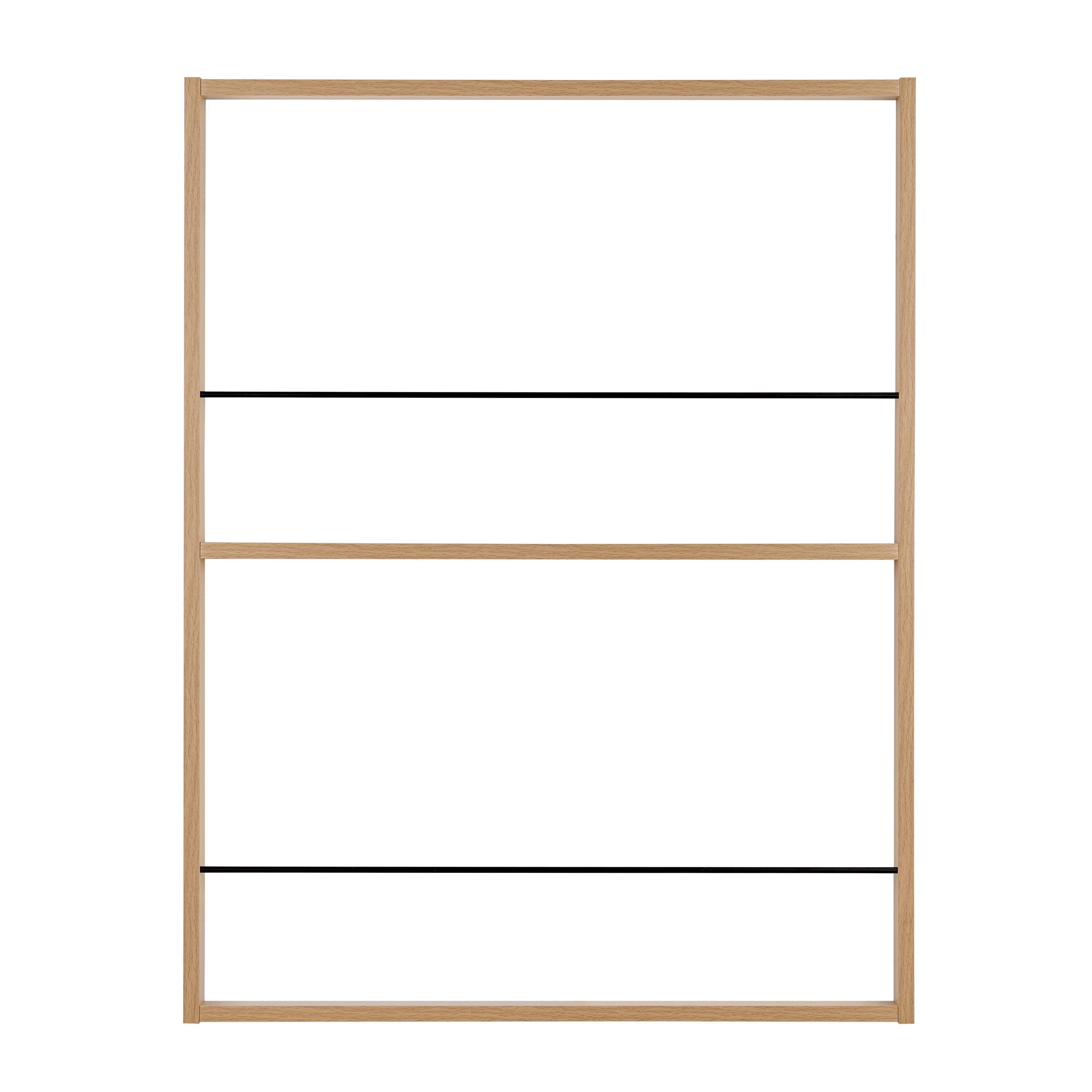 Steiner Beech Square Modern 2-Tier Kids Book or Toy Figure Display Unit Wall Mounted Bookshelf with Contrasting Black Rods