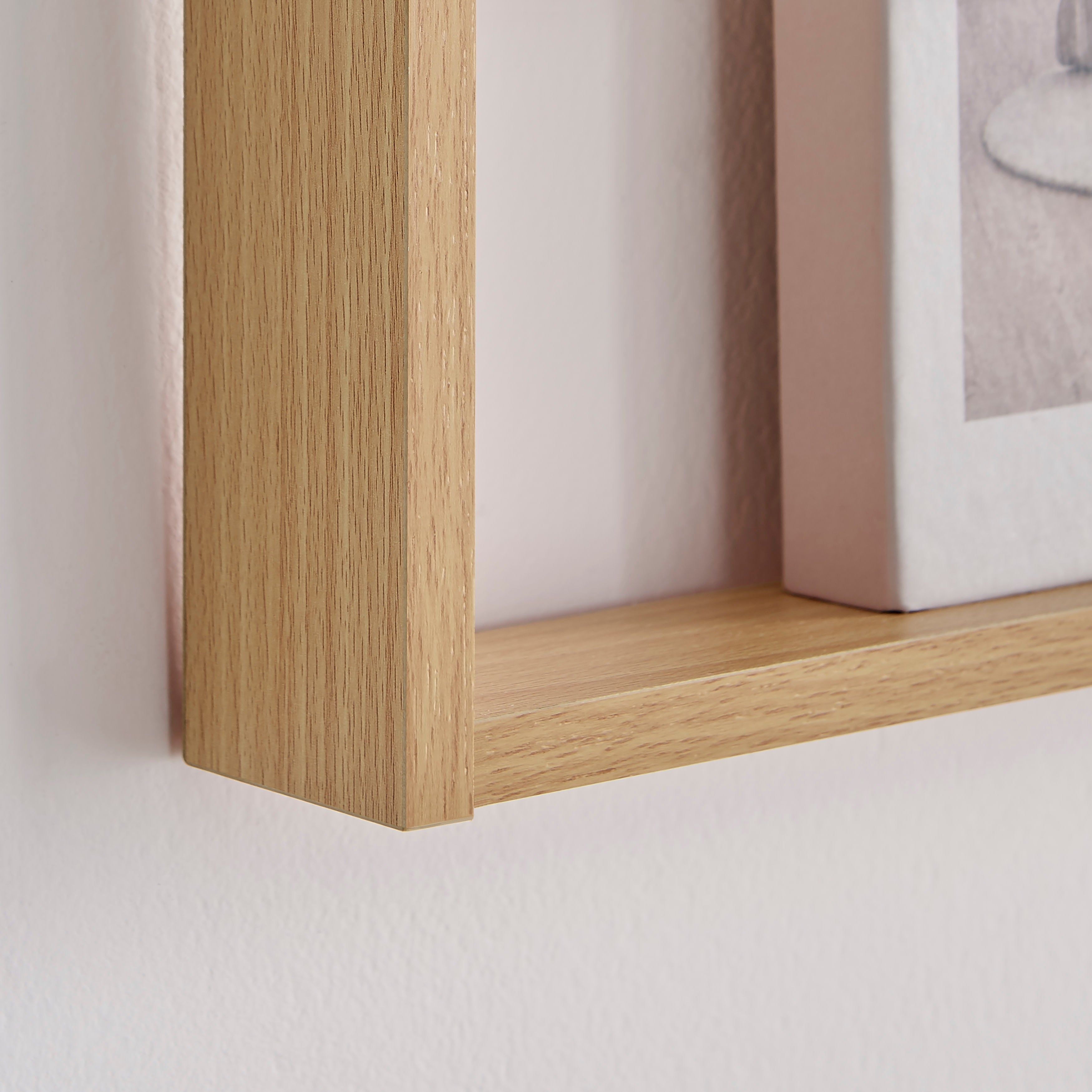 Steiner Beech Square Modern 2-Tier Kids Book or Toy Figure Display Unit Wall Mounted Bookshelf with Contrasting Black Rods