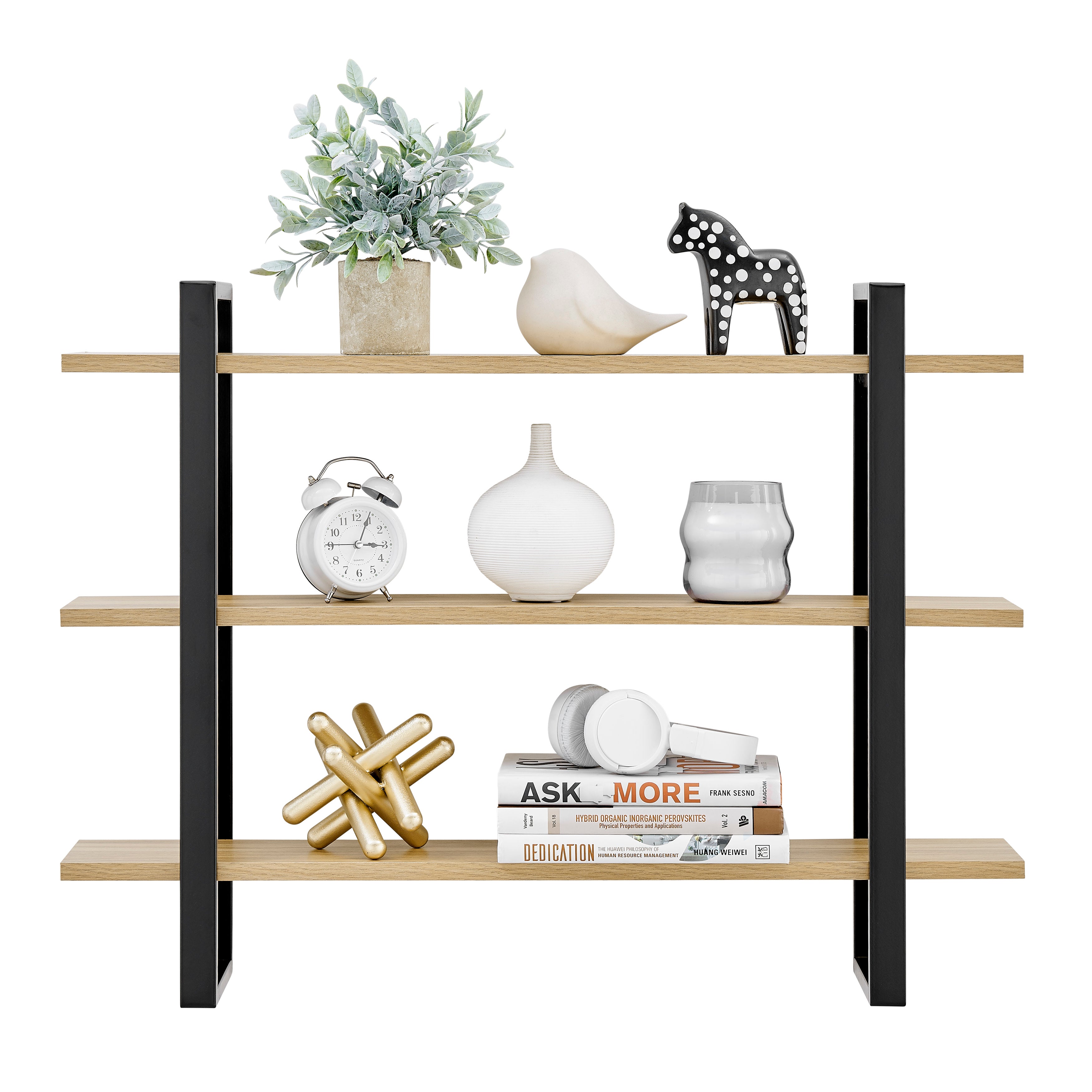 Rio Three Tier Floating Bracket Wall Shelf - Chestnut