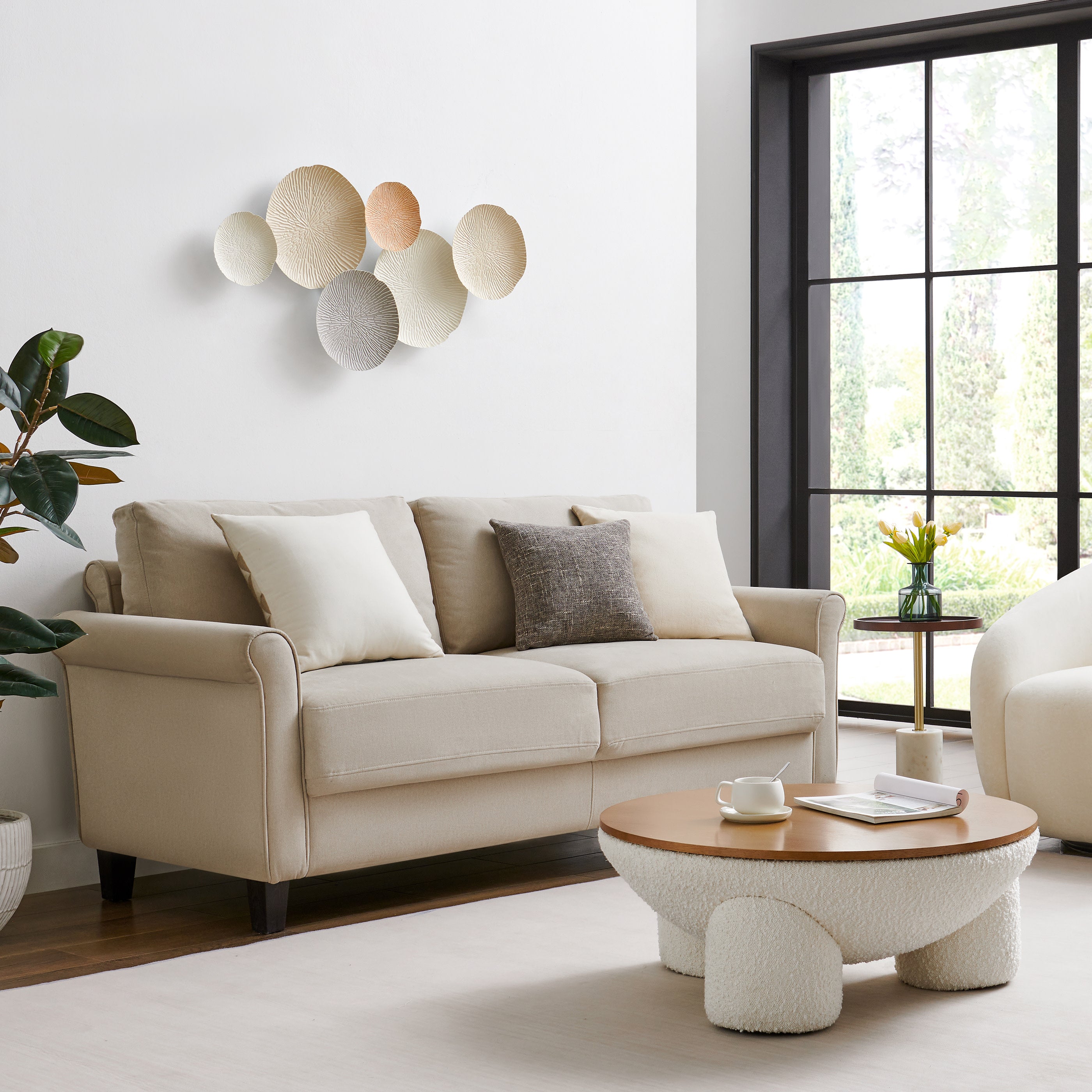 Savanna Multi-Color Earth Toned Textured Connected Circle Plate Abstract Metal Wall Art