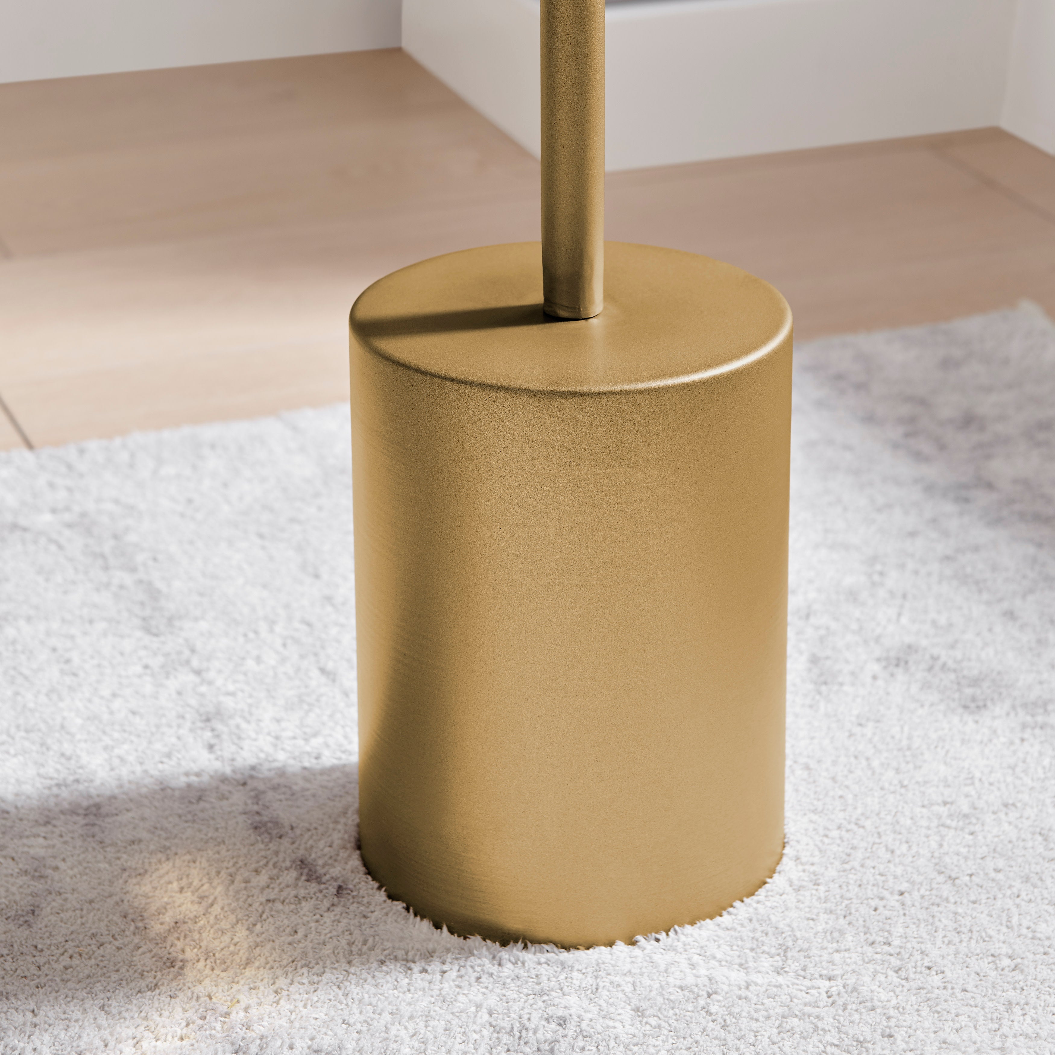 Fritz Midcentury Modern Pedestal Side Accent Table with Gold Metal Base and Genuine White Marble Stone Tabletop
