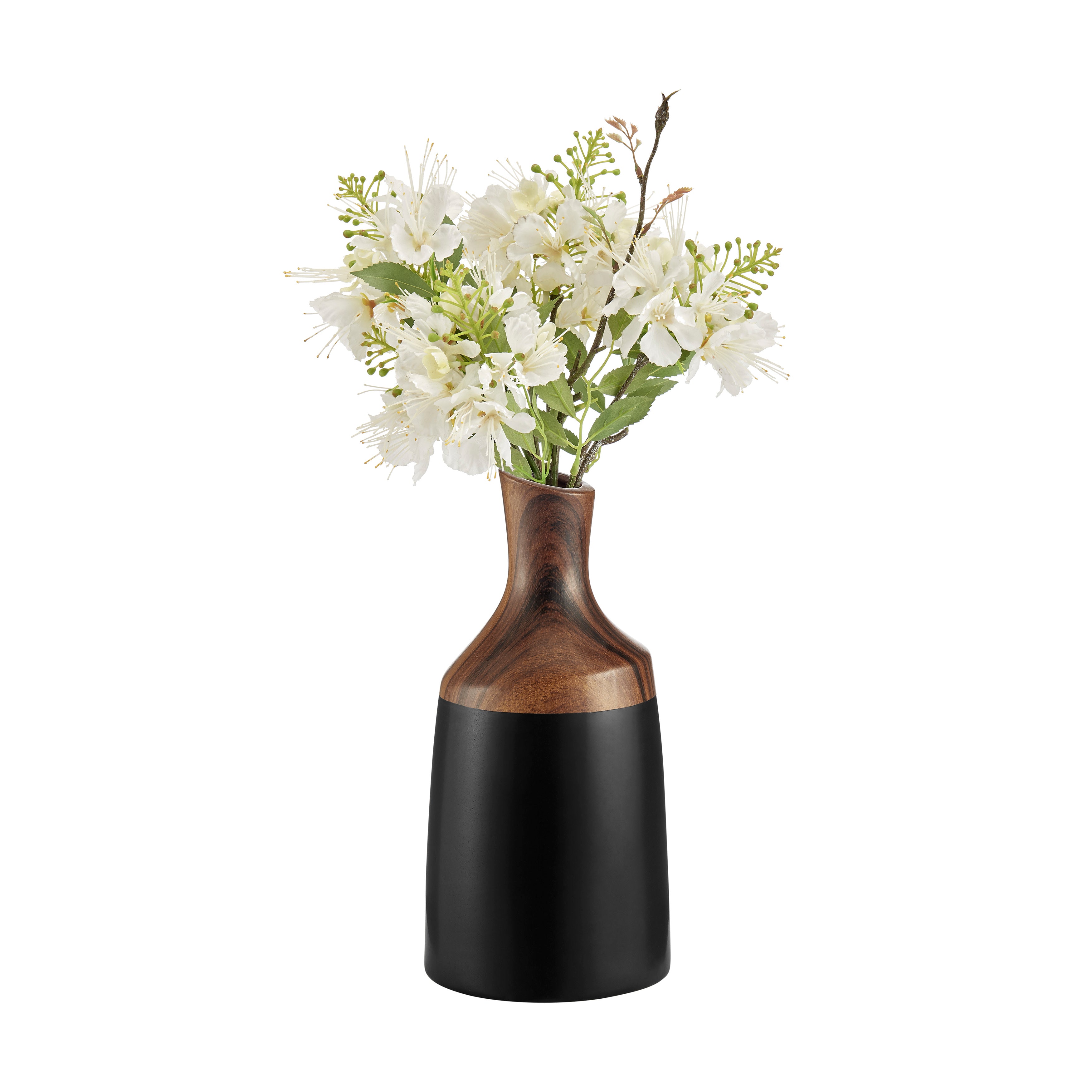 Milo Kande Carafe Modern Two Tone Tabletop Vase - Black and Walnut