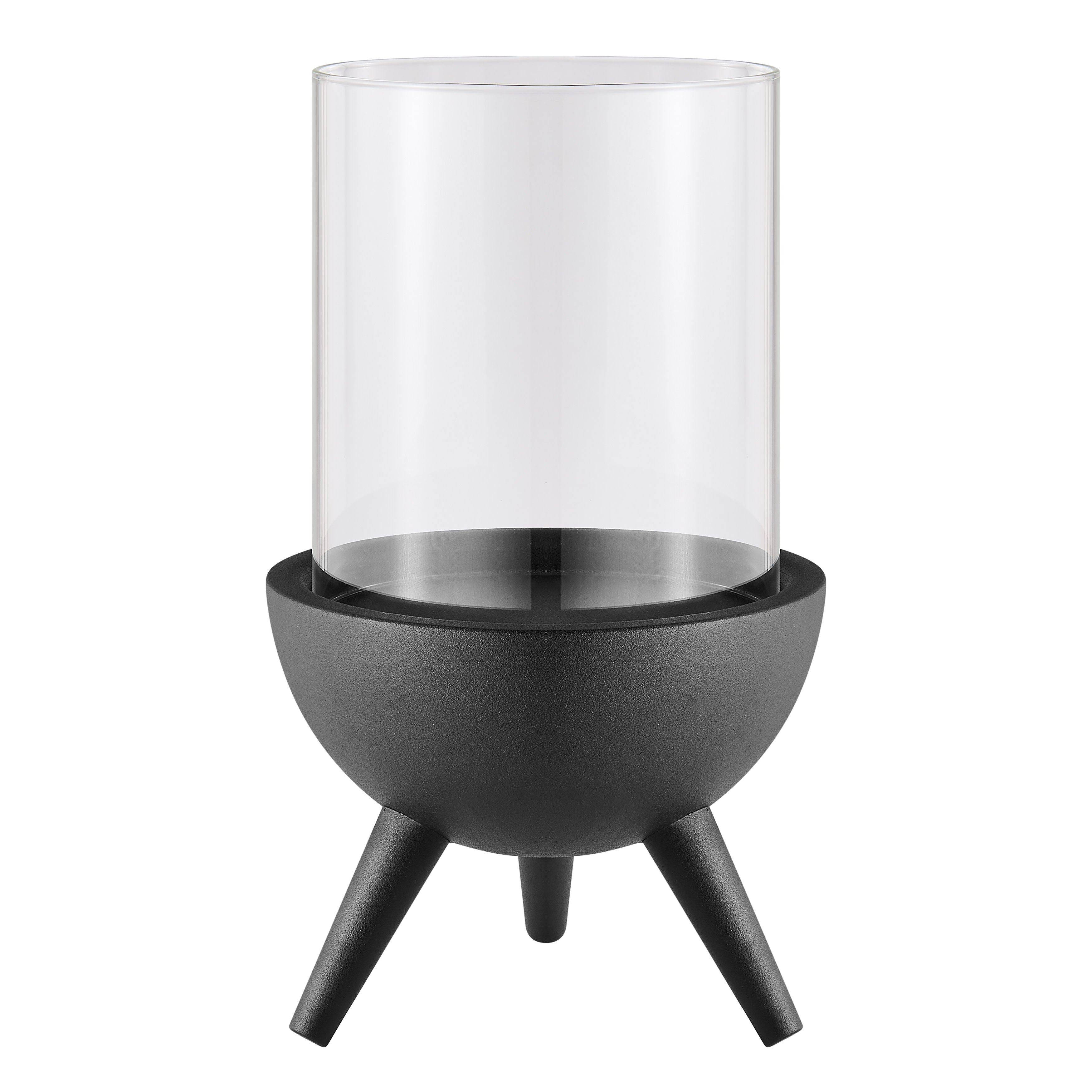 Molta Modern Black Metal Bold Pedestal and Glass Pillar Votive Candle Holder