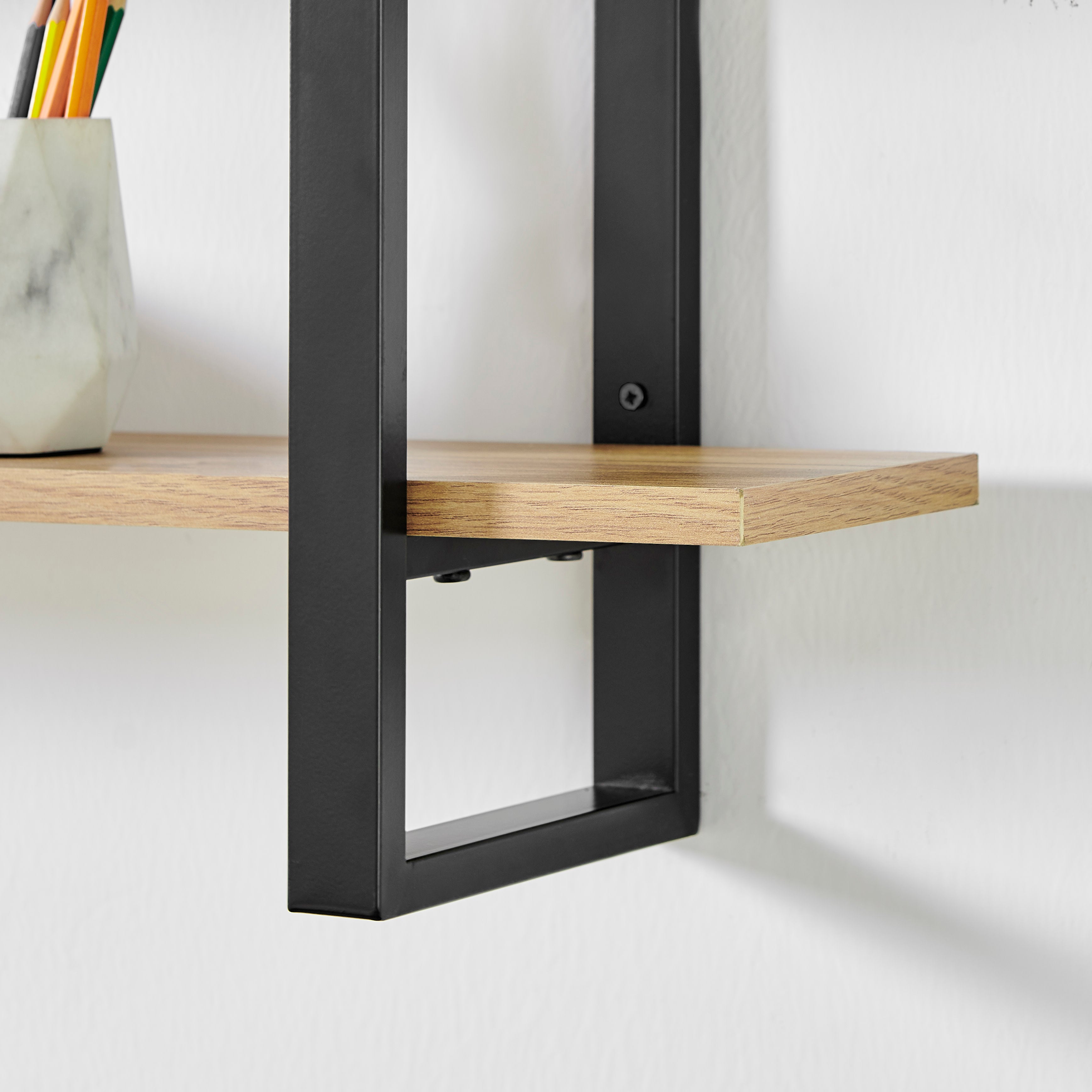 Rio Three Tier Floating Bracket Wall Shelf - Chestnut