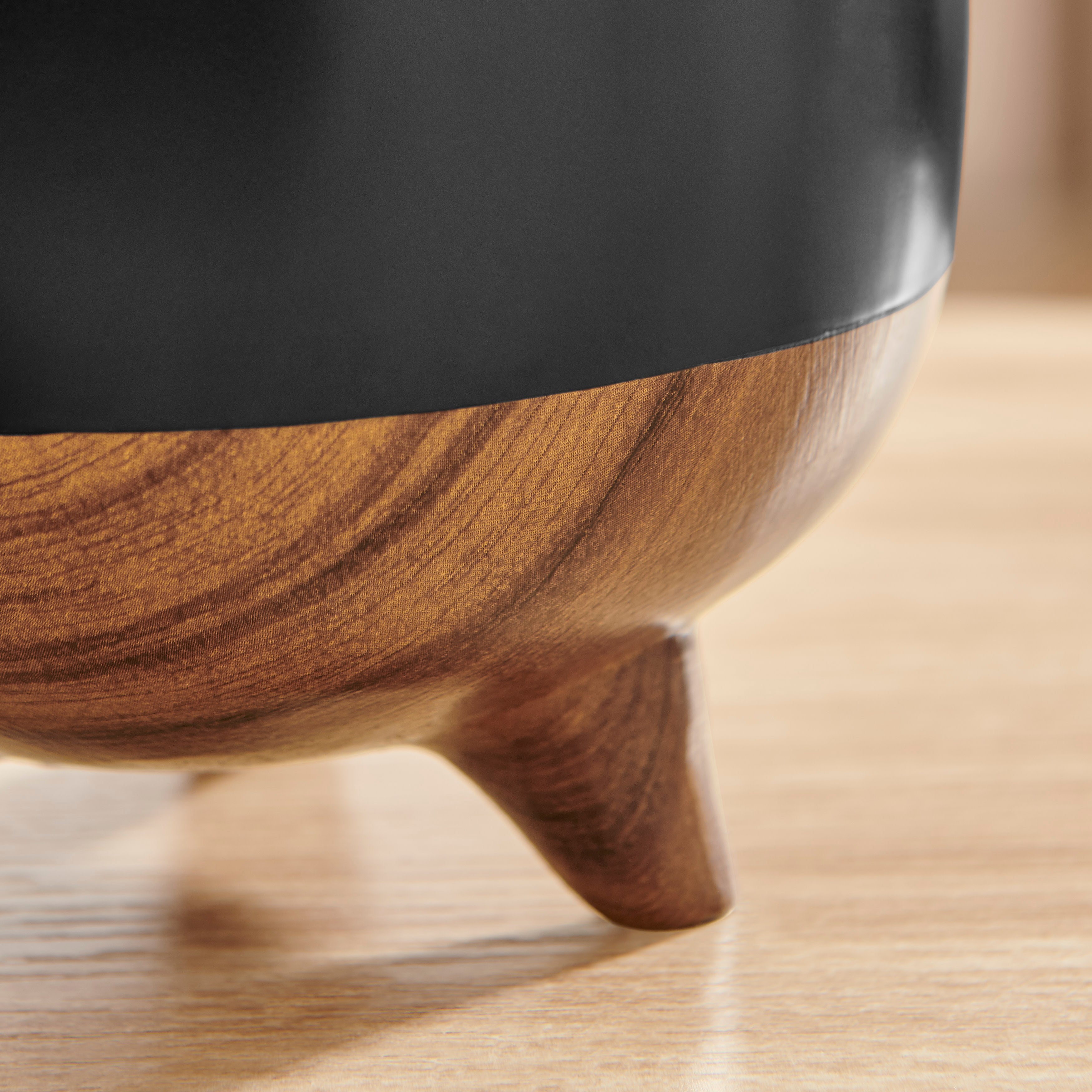 Milo Modern Mortar Two Tone Flower Pot Planter Cachepot Set of 2 Sizes - Black and Walnut