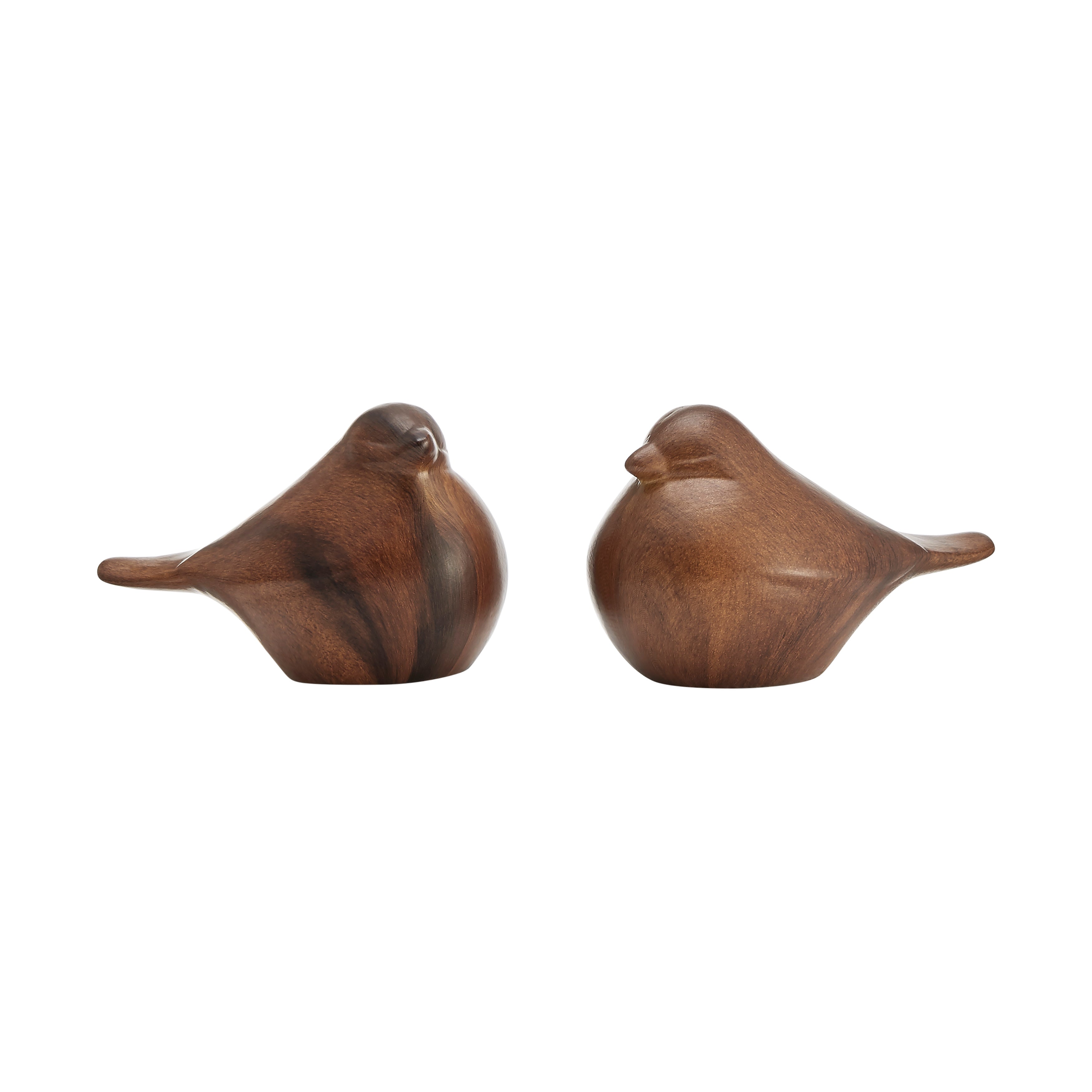 Sanger Set of 2 Modern Abstract Walnut Finish Tabletop Bird Sculpture Figures