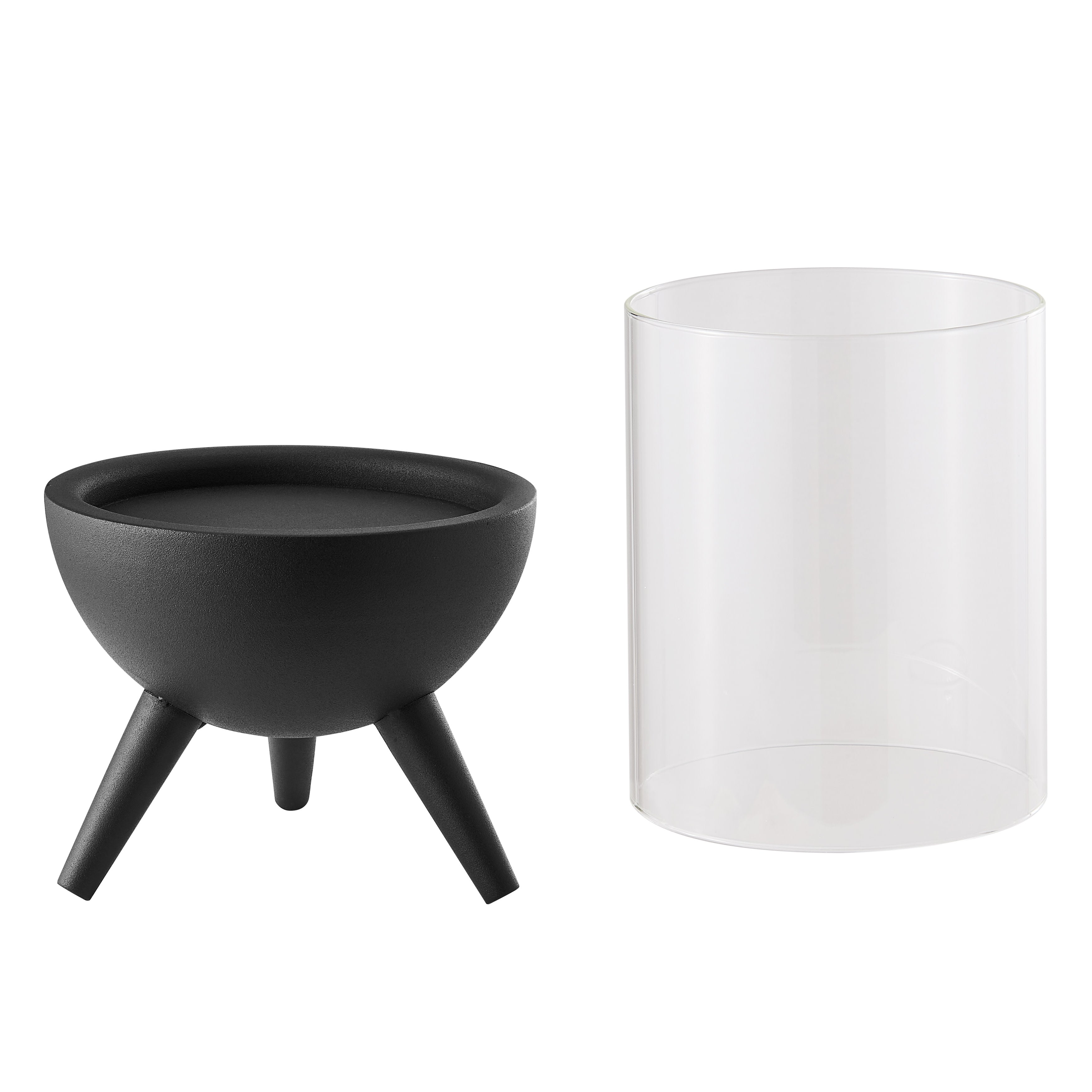 Molta Modern Black Metal Bold Pedestal and Glass Pillar Votive Candle Holder