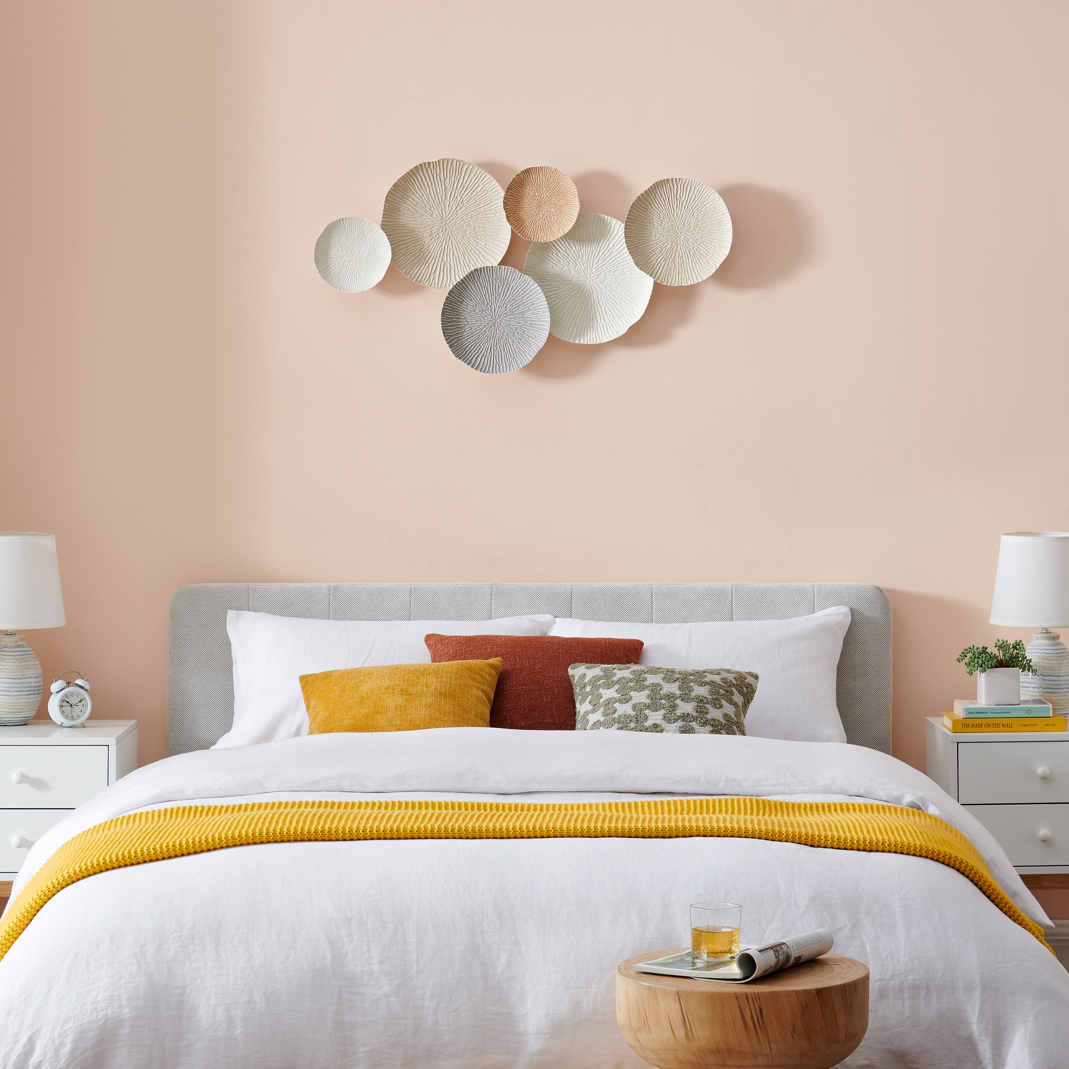 Savanna Multi-Color Earth Toned Textured Connected Circle Plate Abstract Metal Wall Art