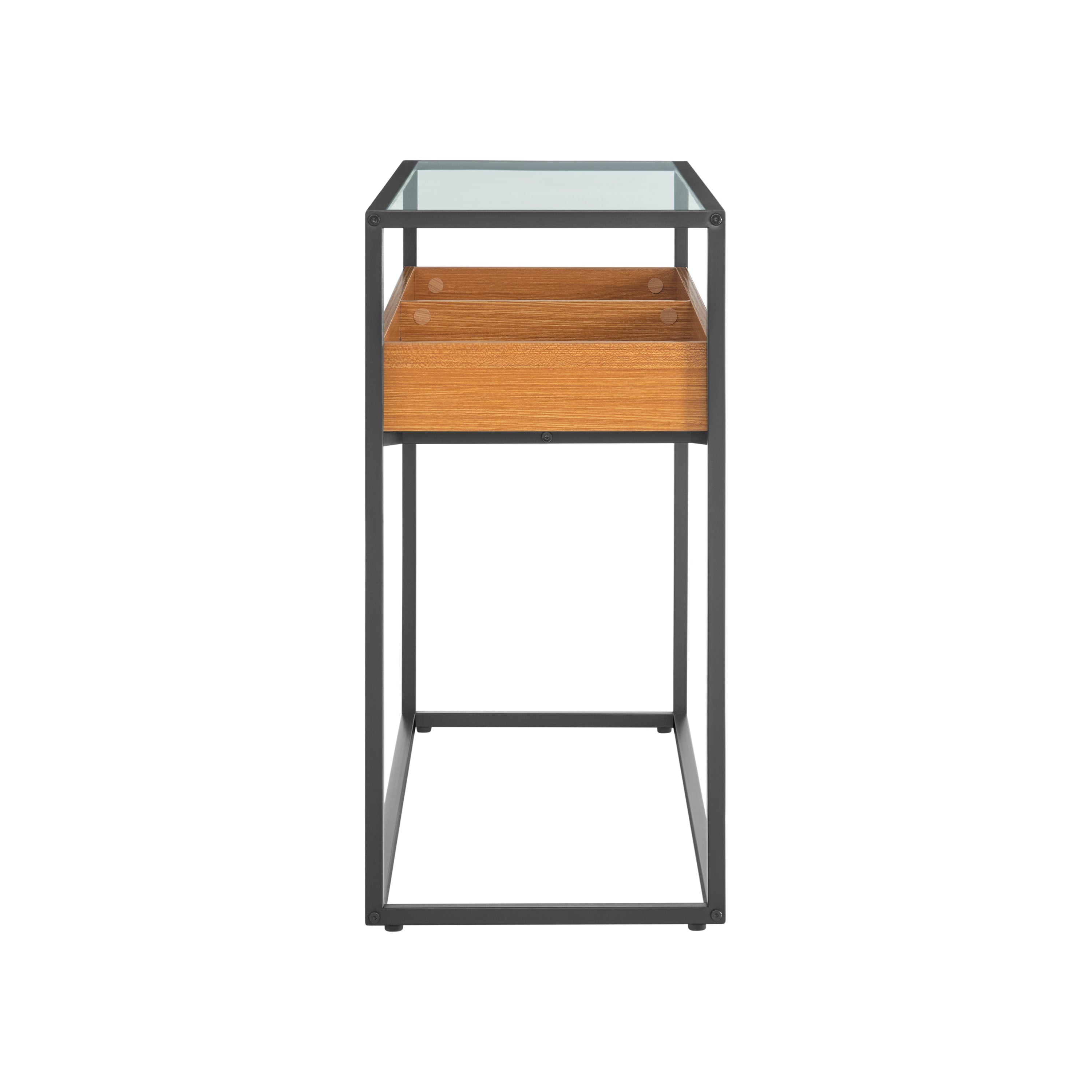 Saarinen Two-Level Modern Sunken Glass Display Shelf Rectangle Console Table