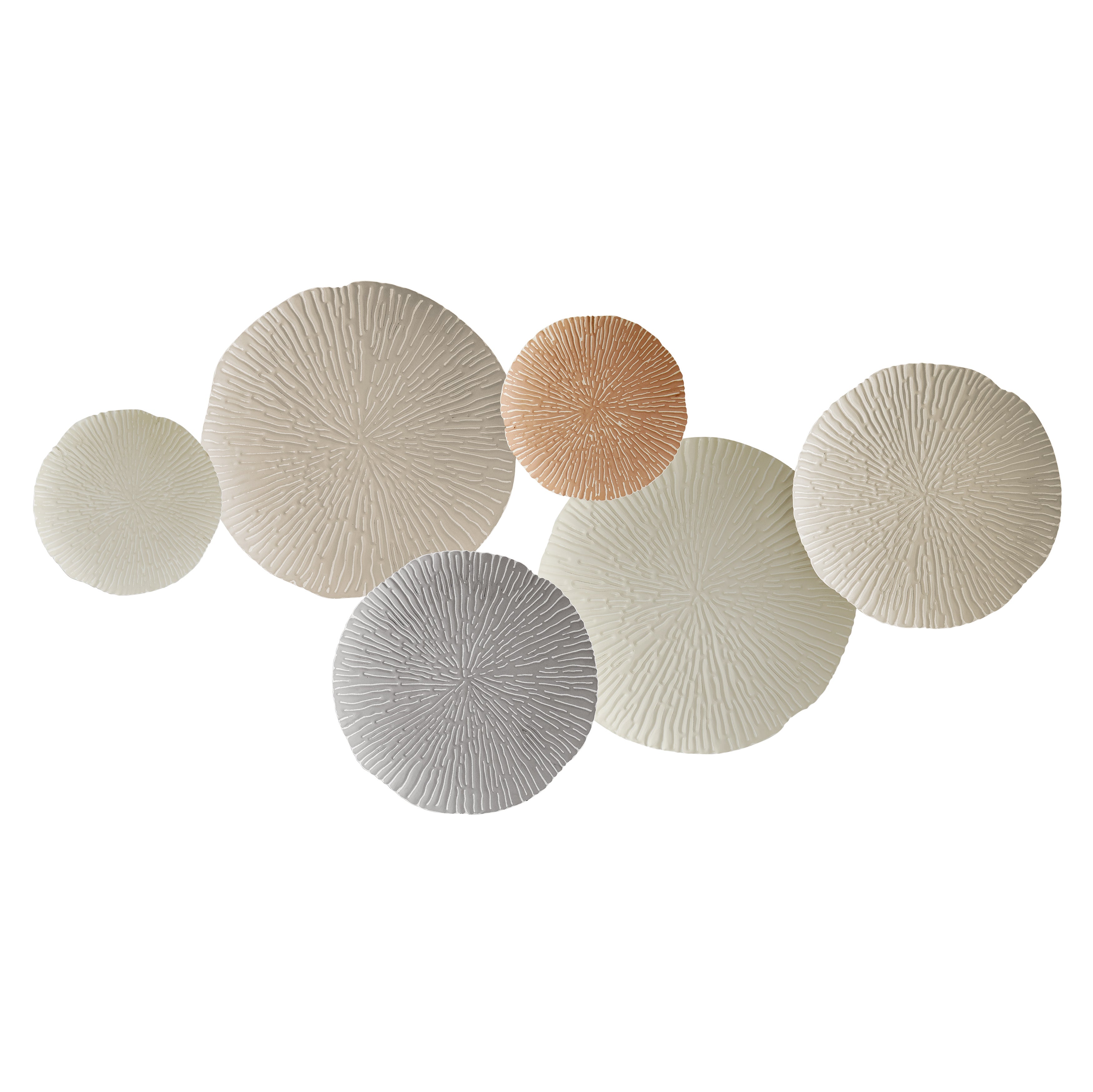 Savanna Multi-Color Earth Toned Textured Connected Circle Plate Abstract Metal Wall Art