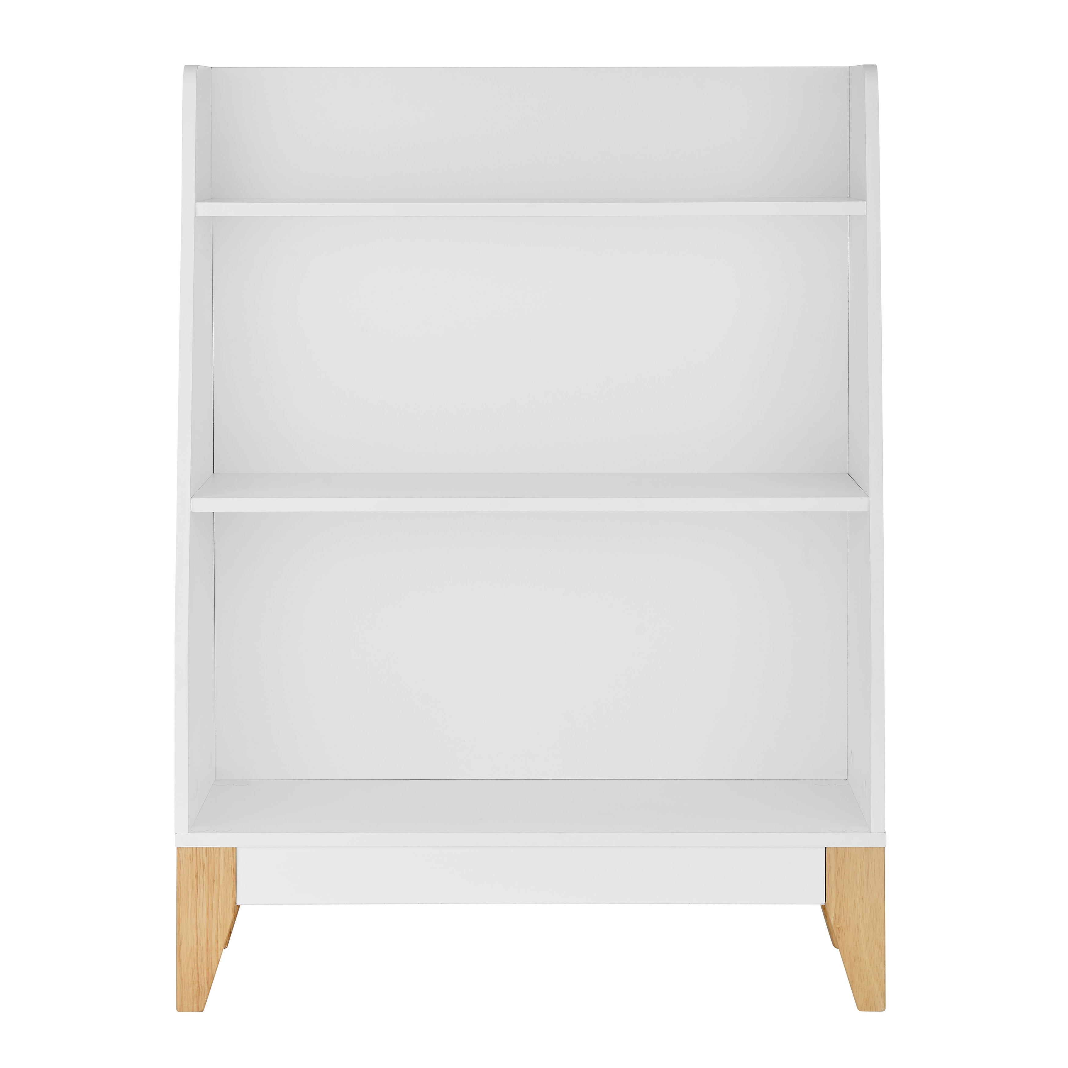 Steiner White 3-Tier Kids Book or Toy Figure Display Unit Freestanding Bookshelf with Contrasting Wood-Toned Legs