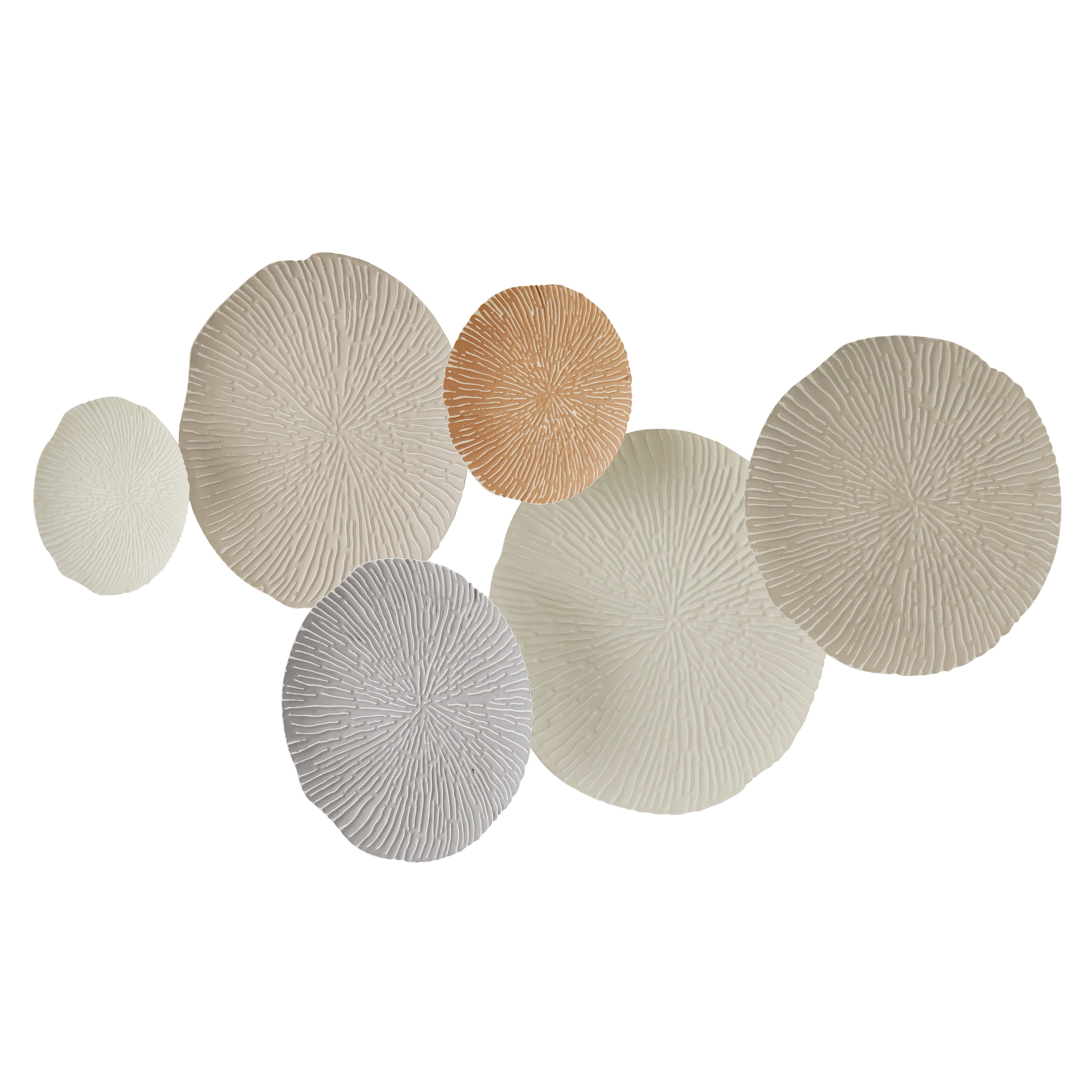 Savanna Multi-Color Earth Toned Textured Connected Circle Plate Abstract Metal Wall Art