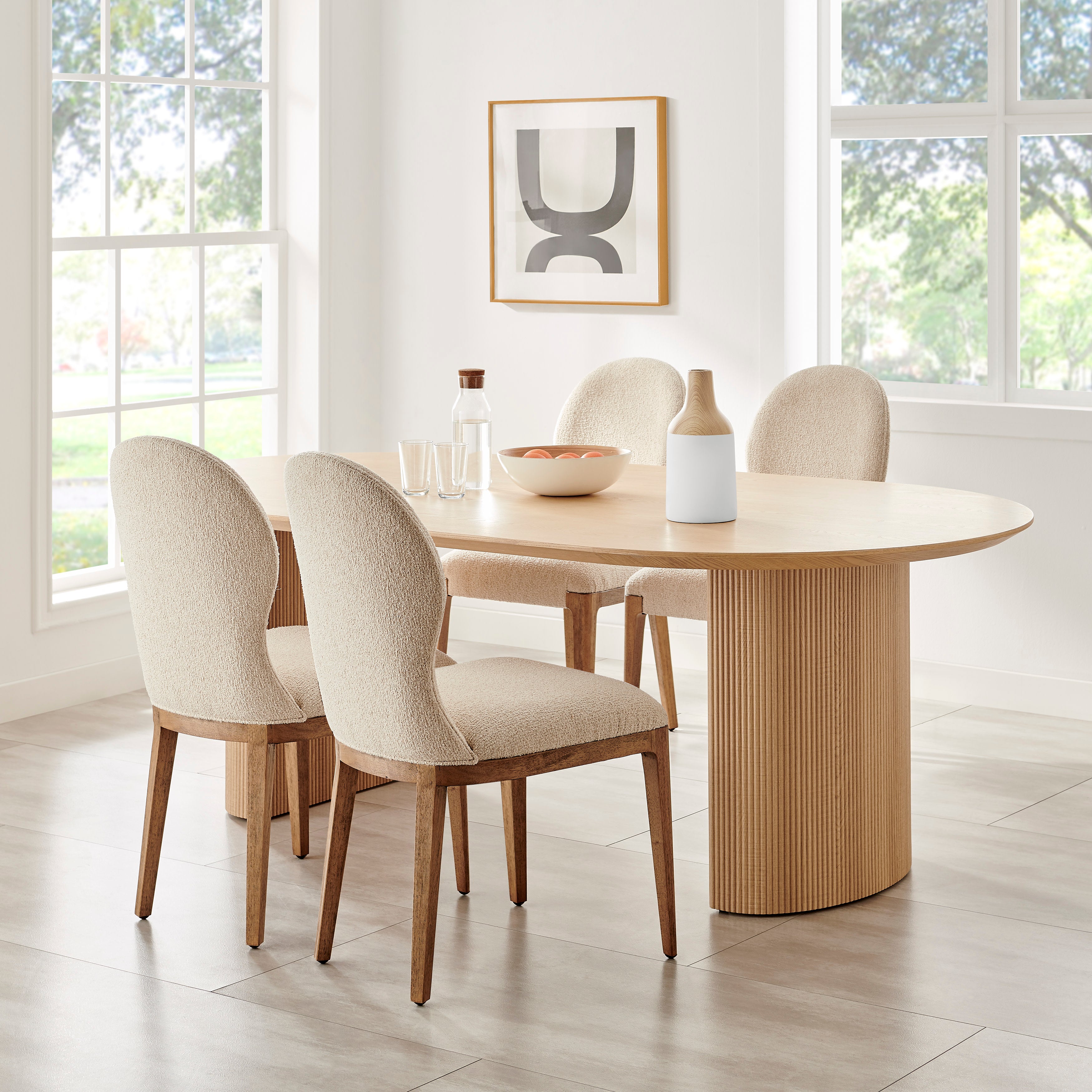 Nora Kanna Bottle Contemporary Two Tone Tabletop Vase - White and Beech