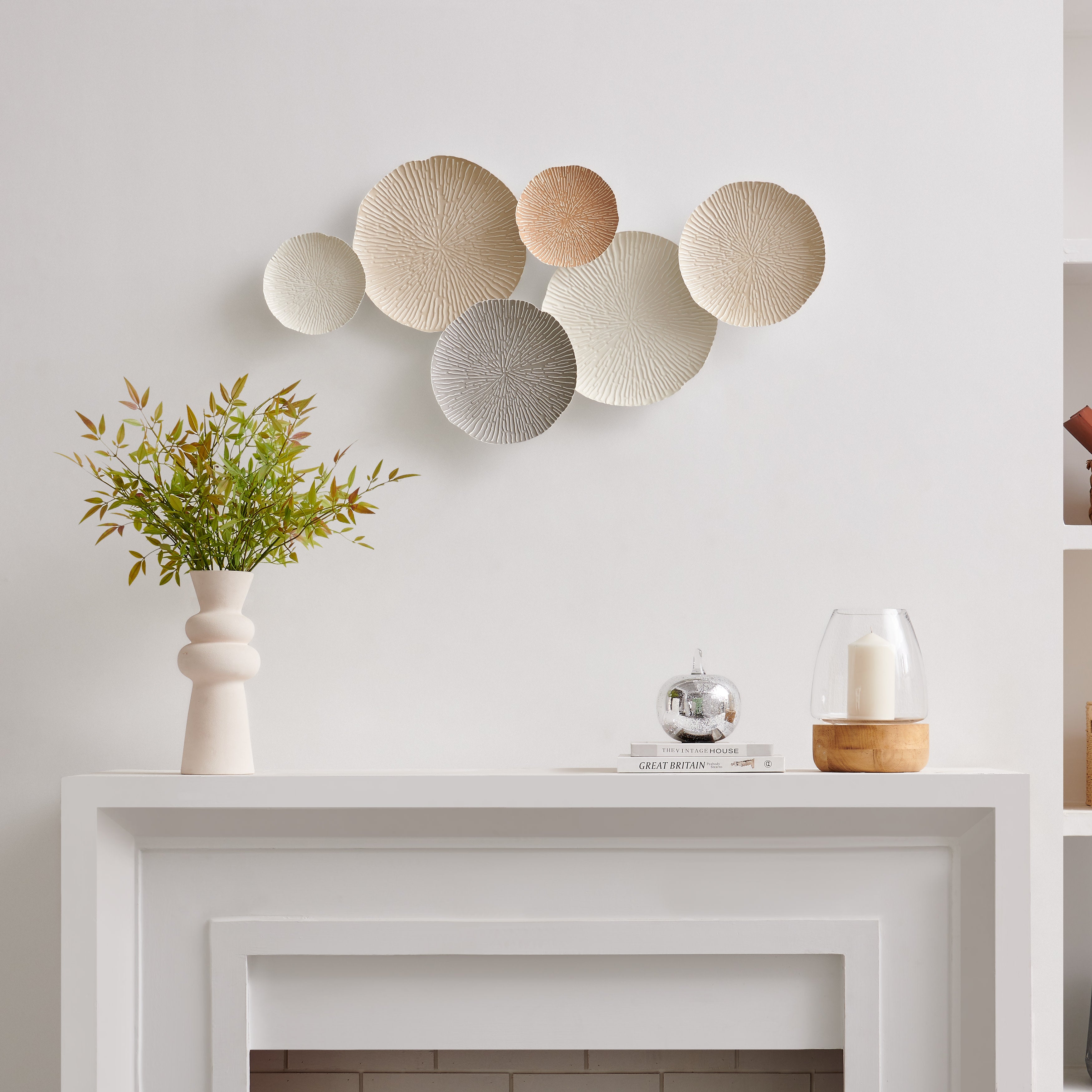 Savanna Multi-Color Earth Toned Textured Connected Circle Plate Abstract Metal Wall Art