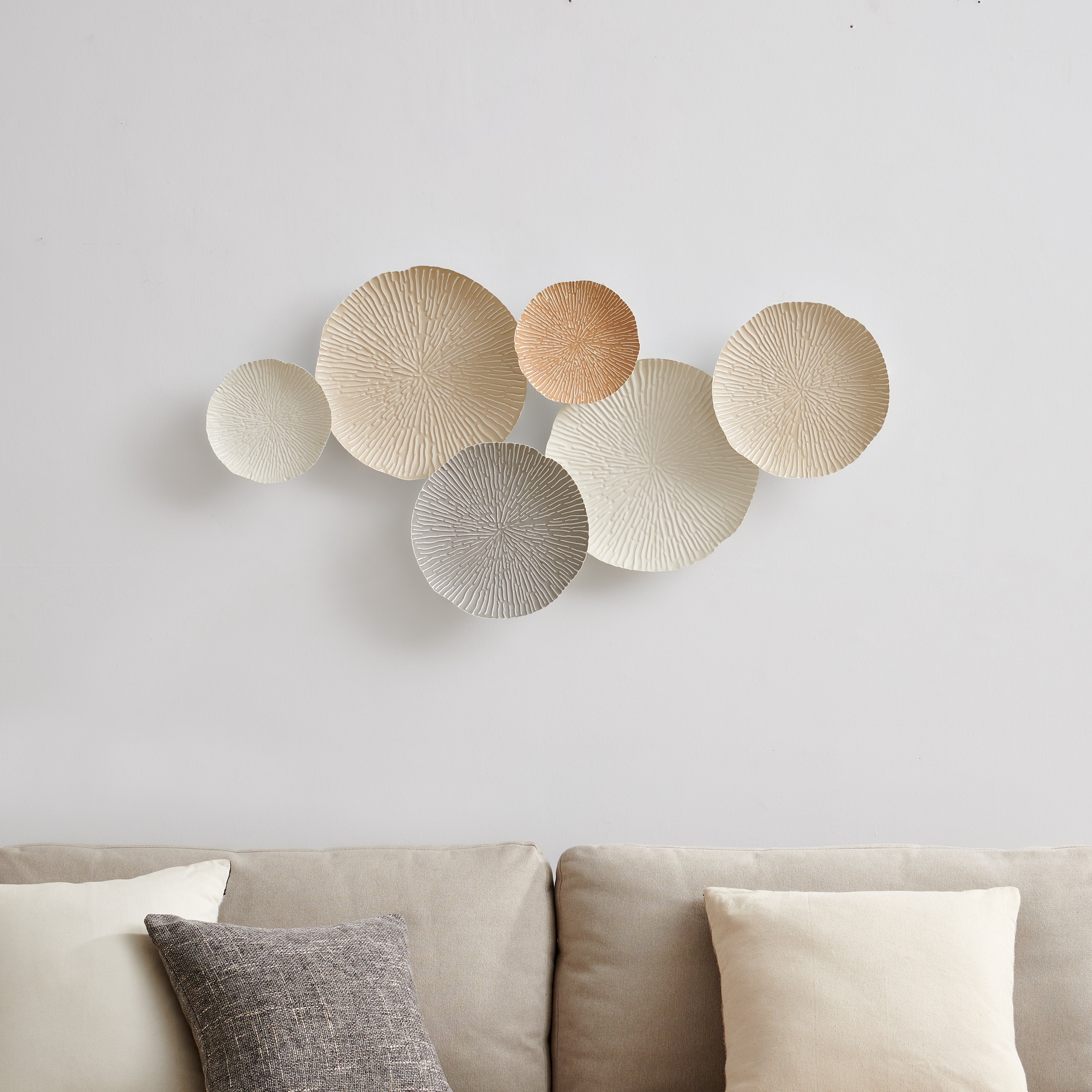 Savanna Multi-Color Earth Toned Textured Connected Circle Plate Abstract Metal Wall Art