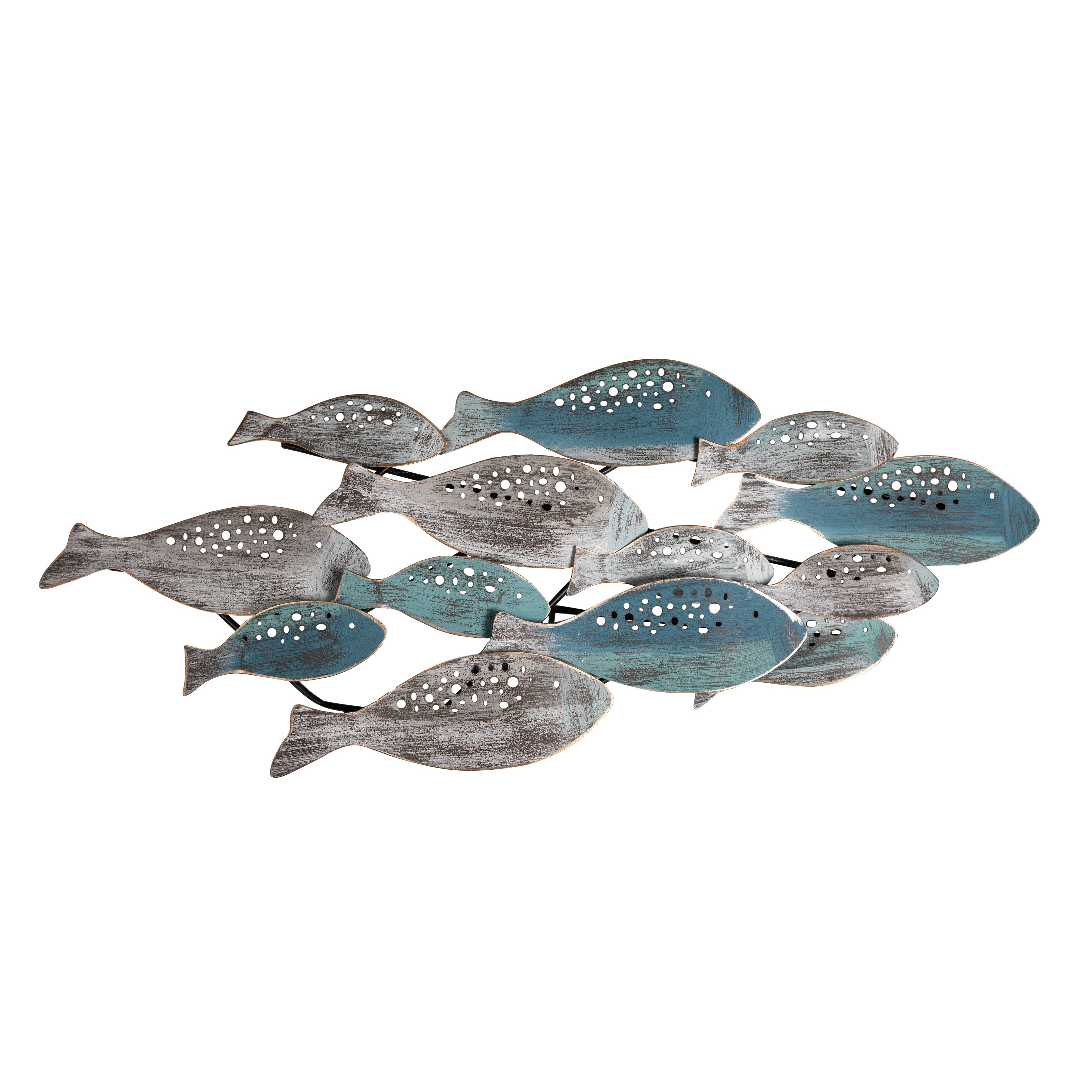 School of Fish Modern Metal Wall Art Perfect for Coastal, Nautical, Beach, or Boat Décor