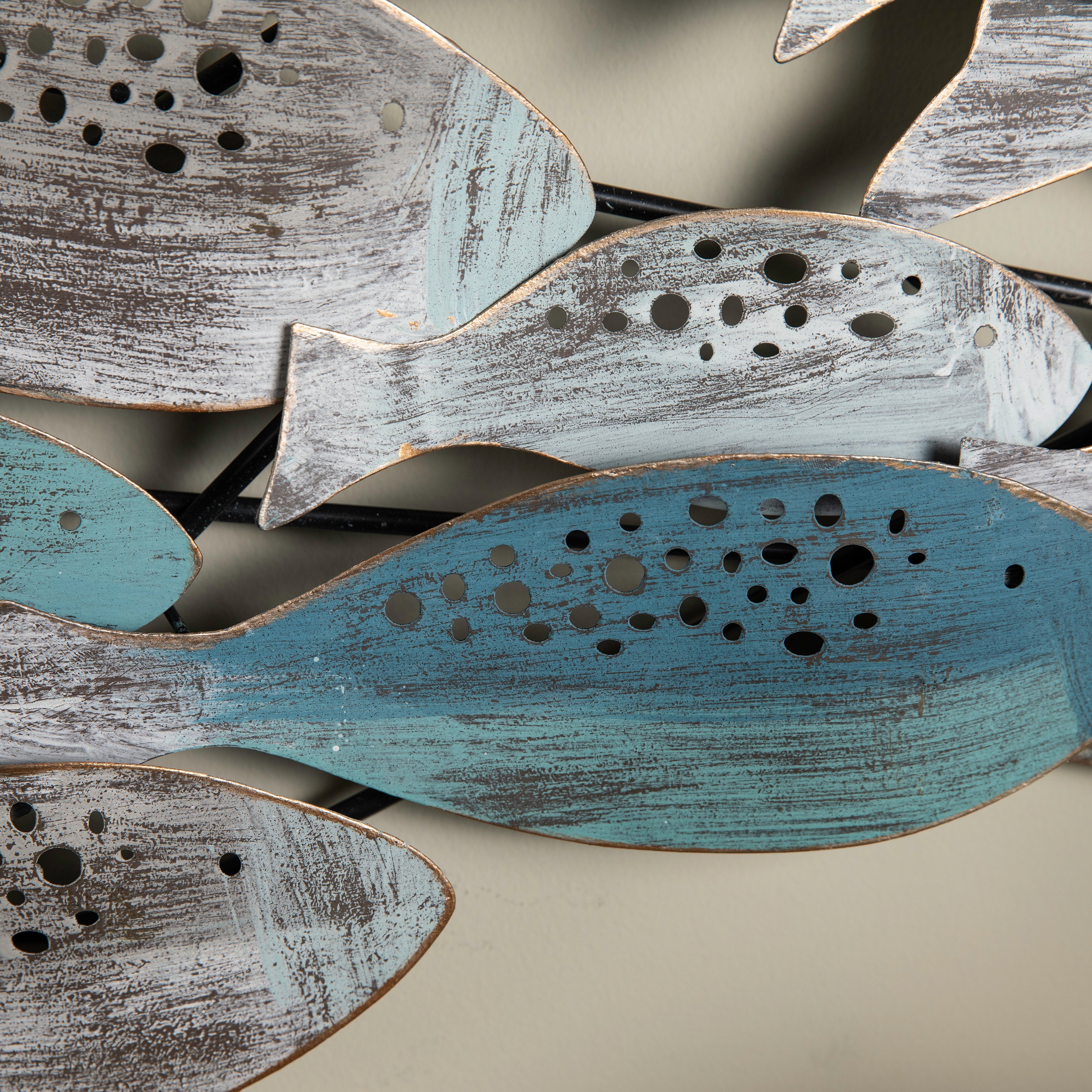 School of Fish Modern Metal Wall Art Perfect for Coastal, Nautical, Beach, or Boat Décor