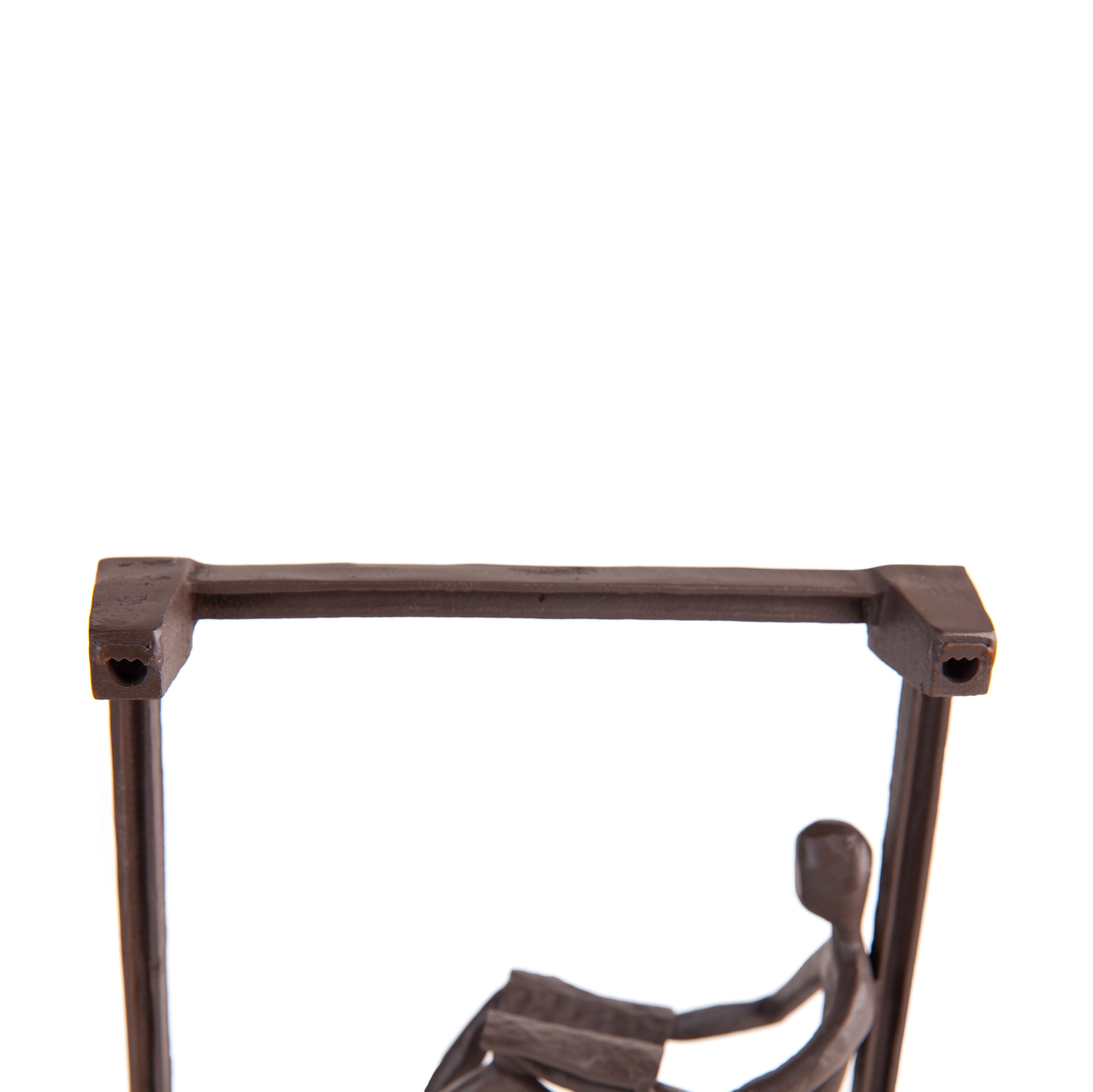 Man Reading on a Window Sill Hanging Wall Art Iron Sculpture