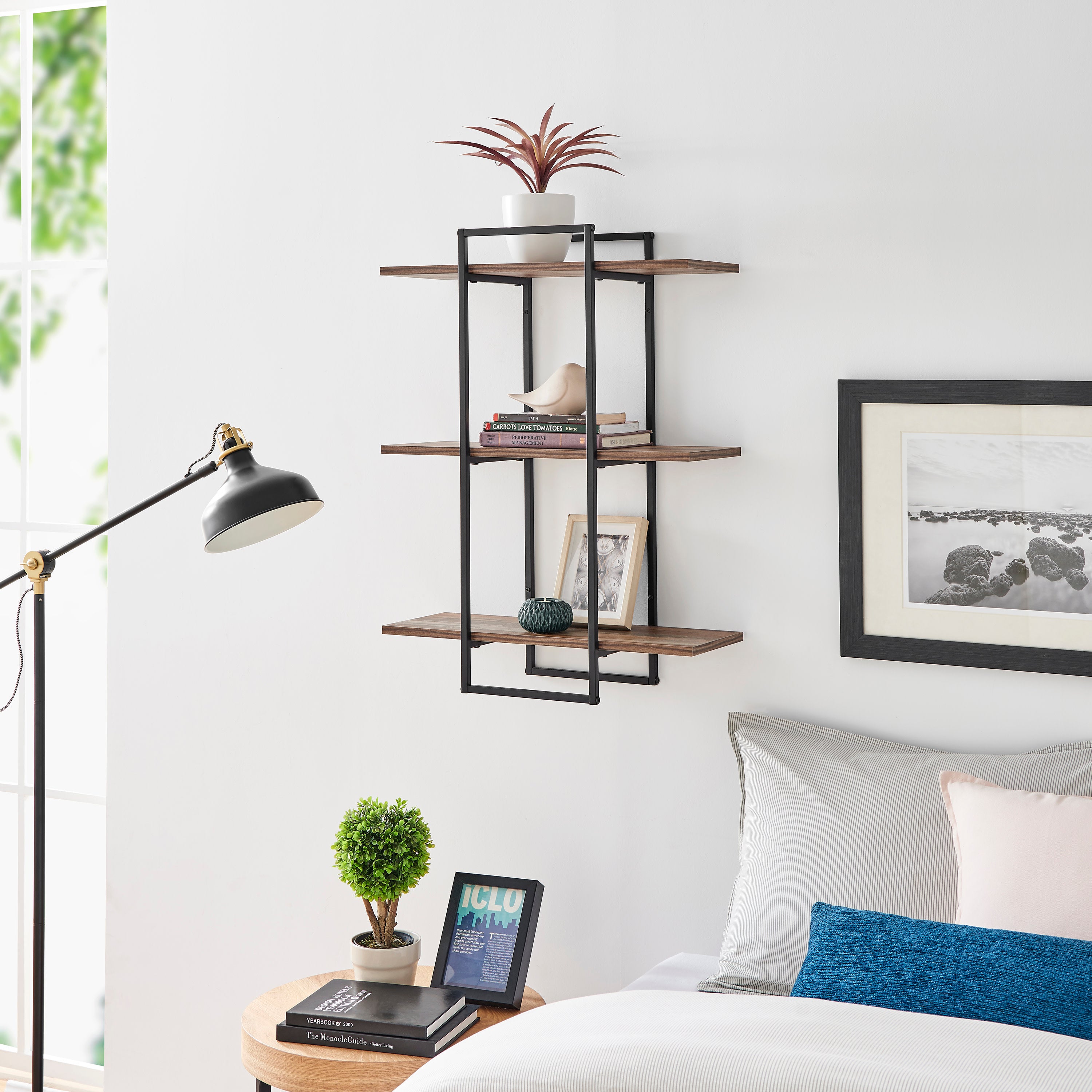 Antigua Crossed Double Rectangle 3-Tier Shelf Unit