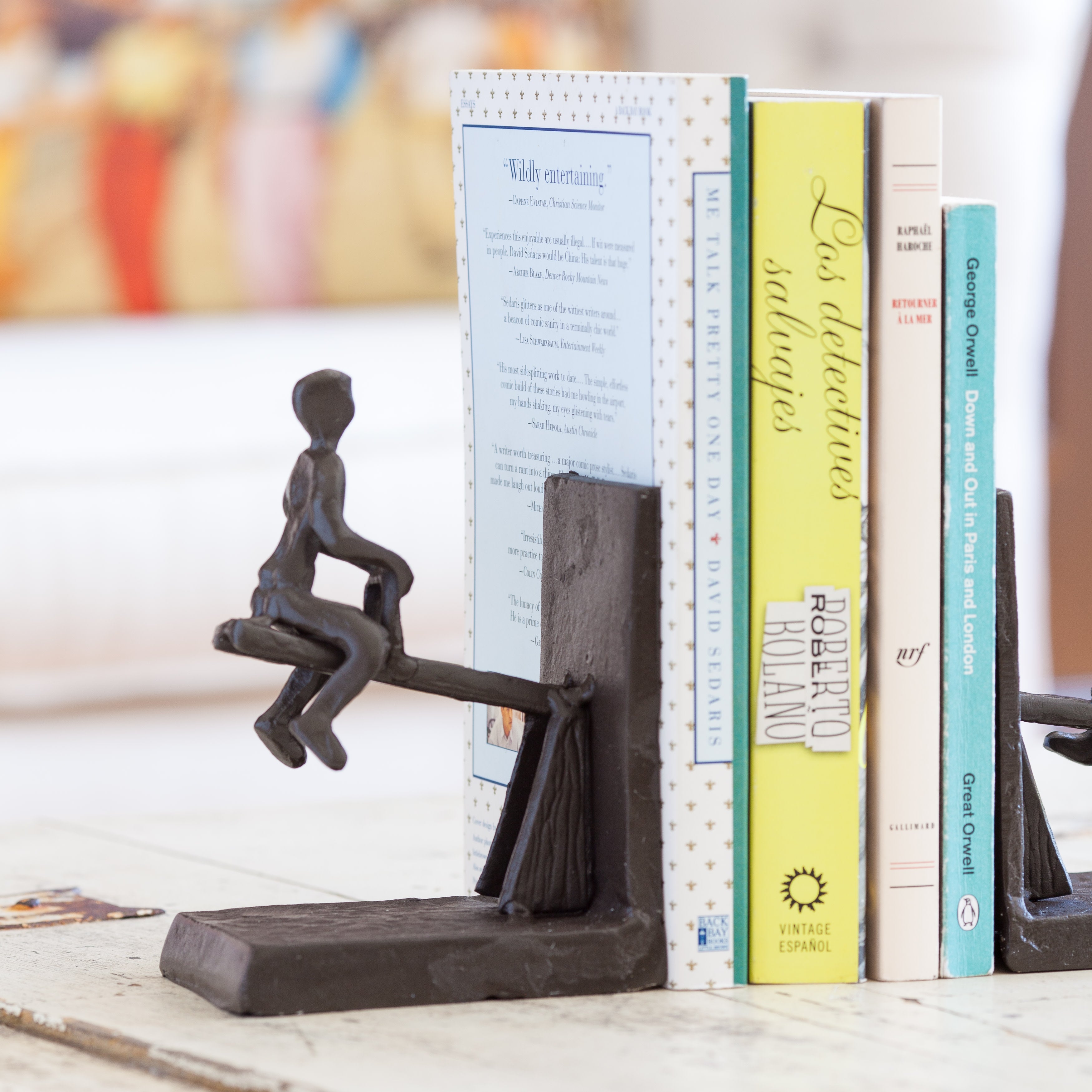Children Playing on a See-Saw Metal Bookend Set