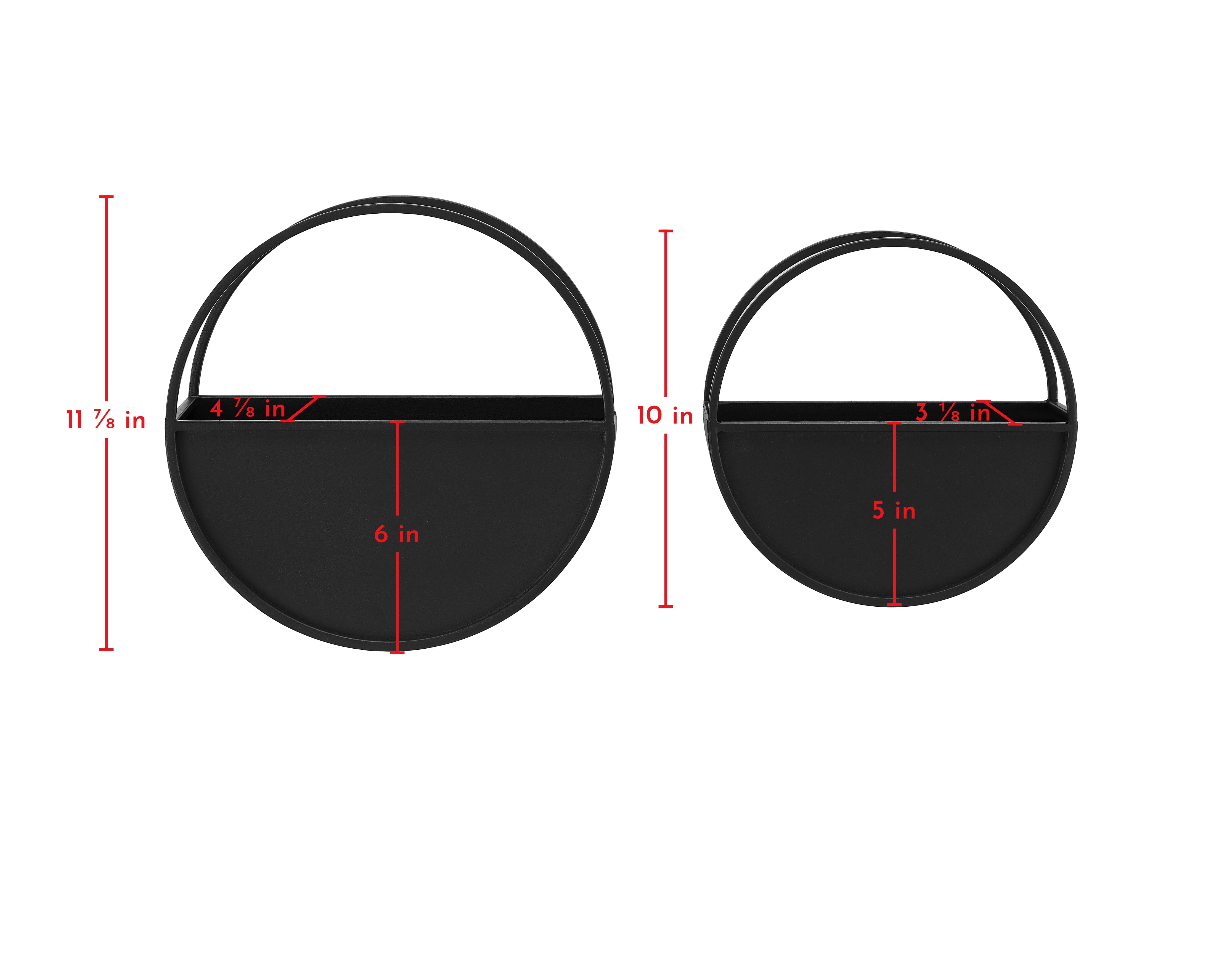 Round 2-Piece iron Wall Planter Set - Black