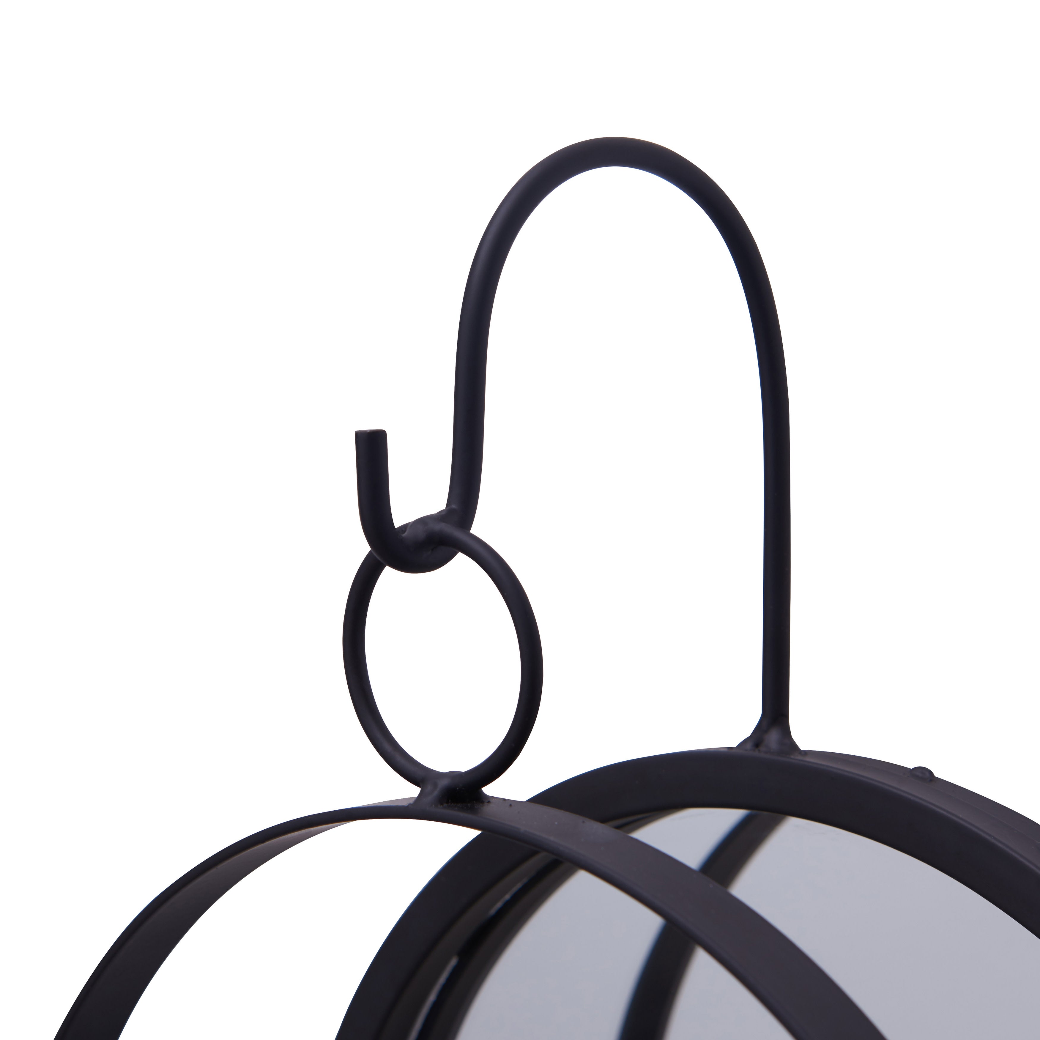 Round Wrought Iron Pillar Candle Sconce with Mirror – Rustic Metal Hanging Wall Candleholder
