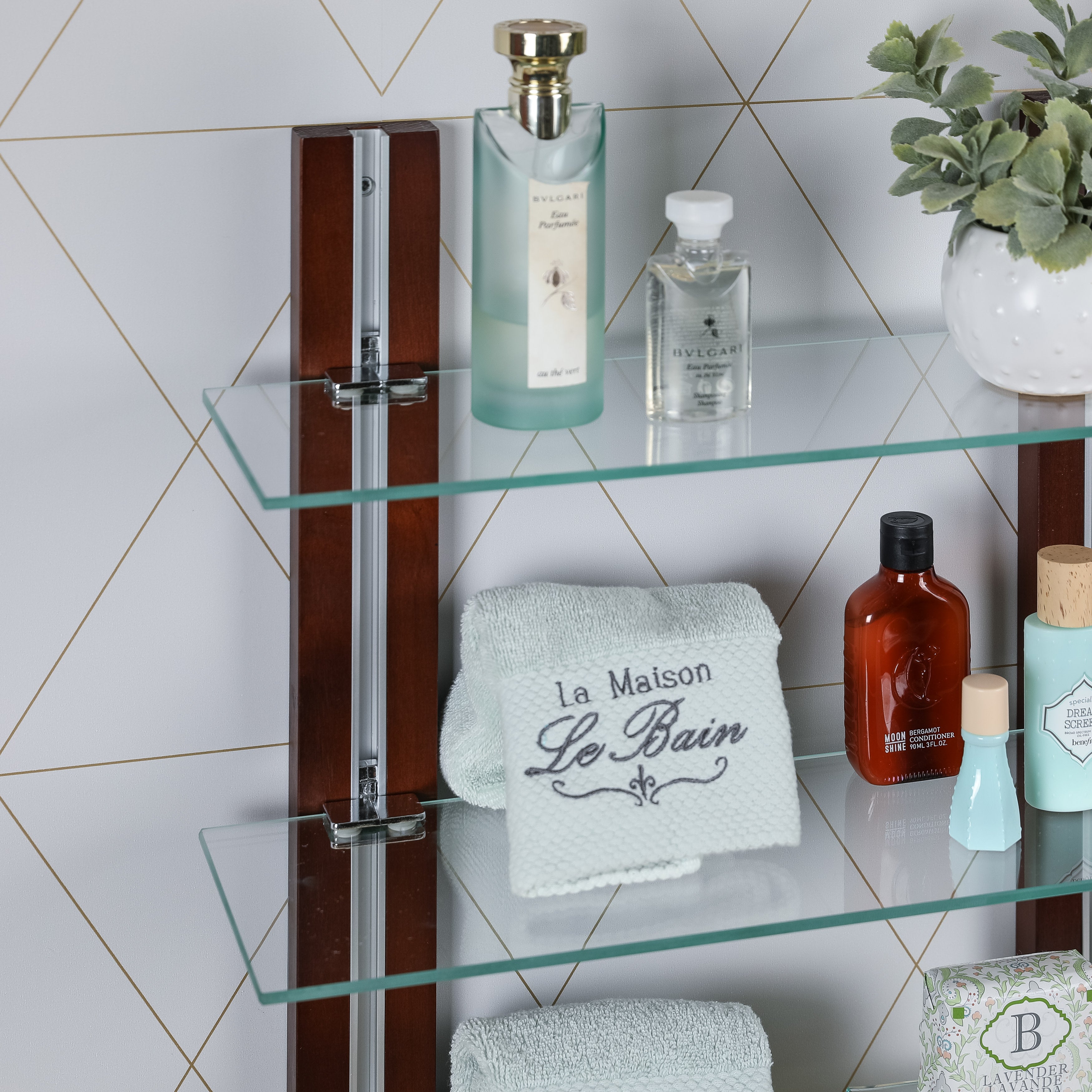 Old Bavaria Three Tier Adjustable Shelves on Wooden Bars