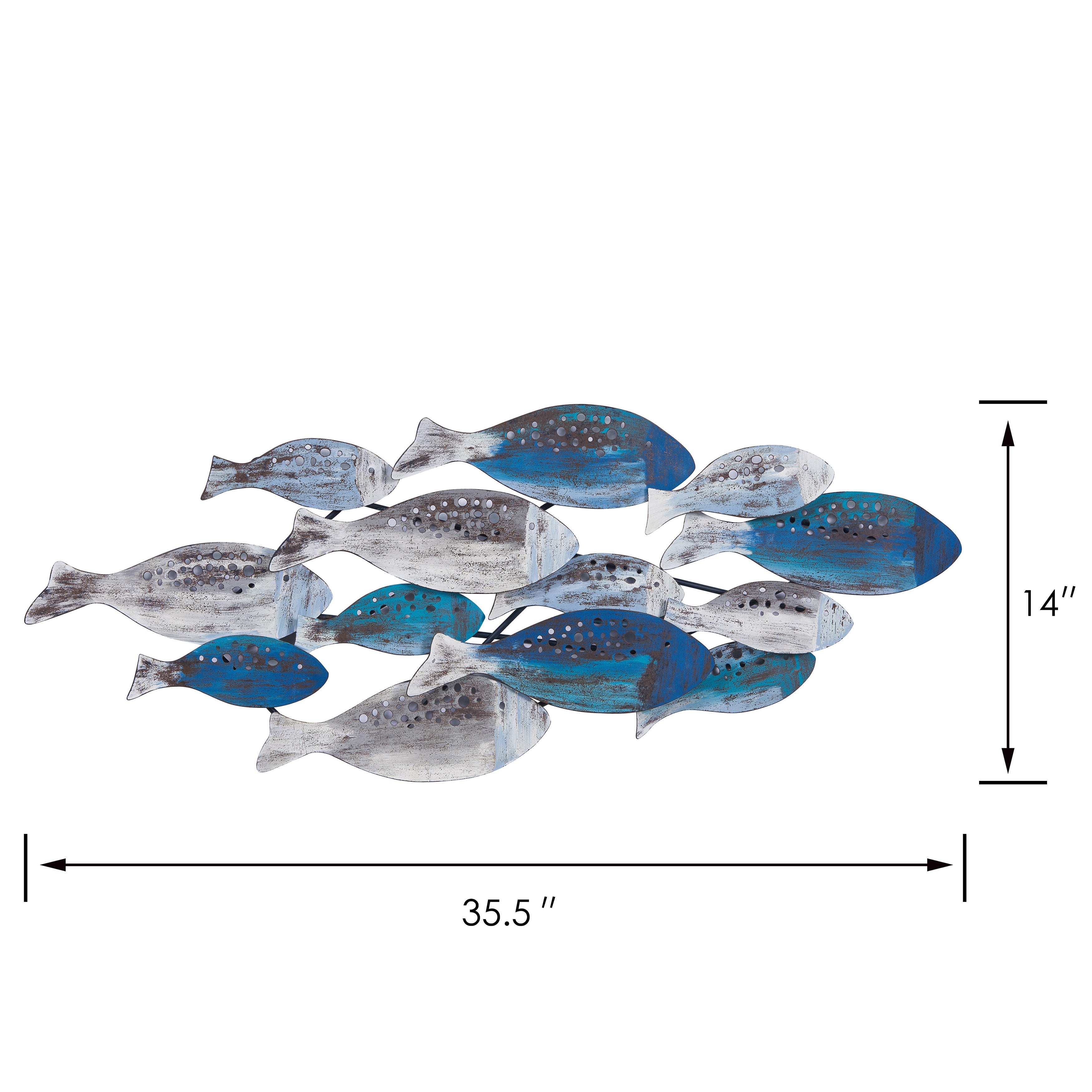 School of Fish Modern Metal Wall Art Perfect for Coastal, Nautical, Beach, or Boat Décor