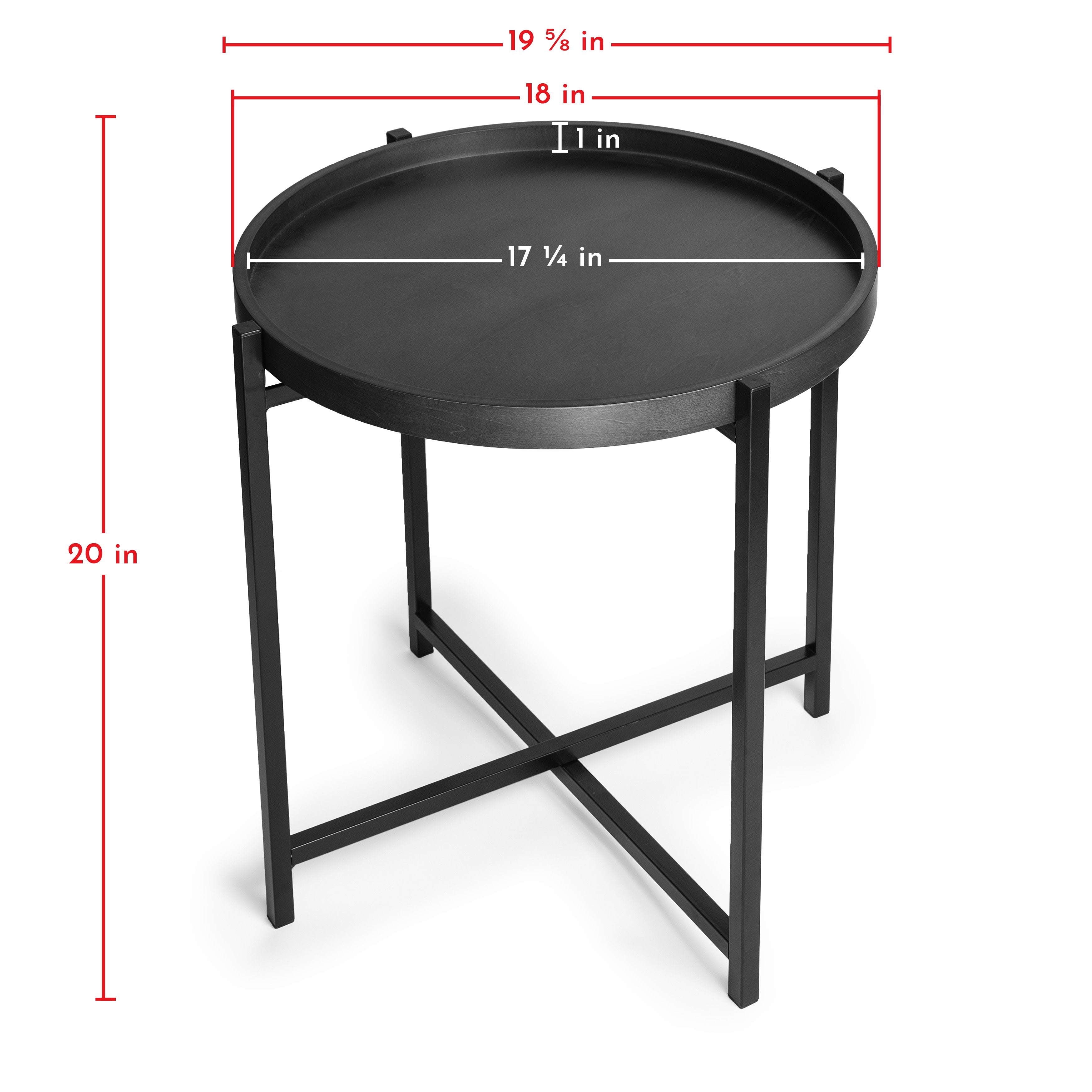 Mid-century Modern Round Side Table with Removable Wood Tray